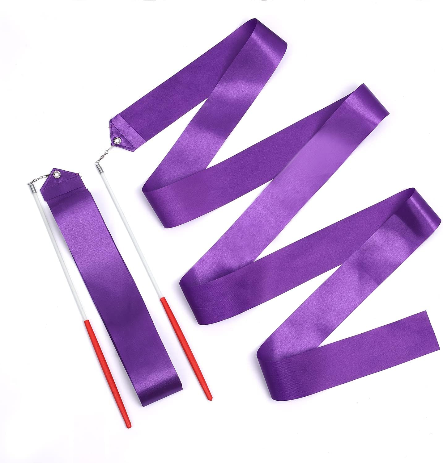 KINBOM 2Pcs Dance Ribbons, 78.7 Inch Long Twirling Dancing Ribbon Gymnastics Ribbon Streamers for Kids Artistic Dancing Training Party, with Ribbon Dancer Wand