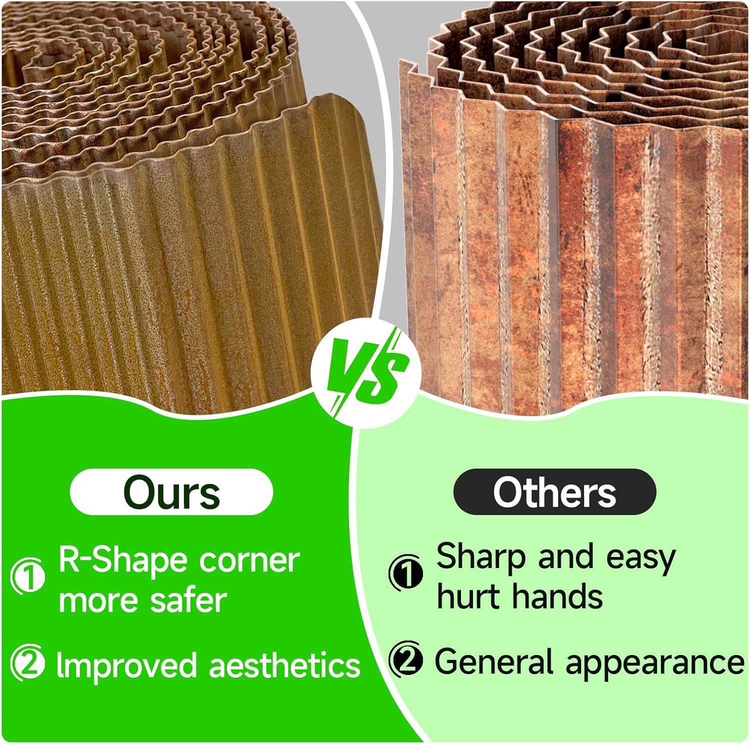 Corrugated Garden Edging,10"&times;20Ft Pre-Rusted Landscape Edging & Lawn Edging Border,Metal Garden Border for Flower Beds,Garden,Lawn,Raised Beds & Tree Surrounds image number 2