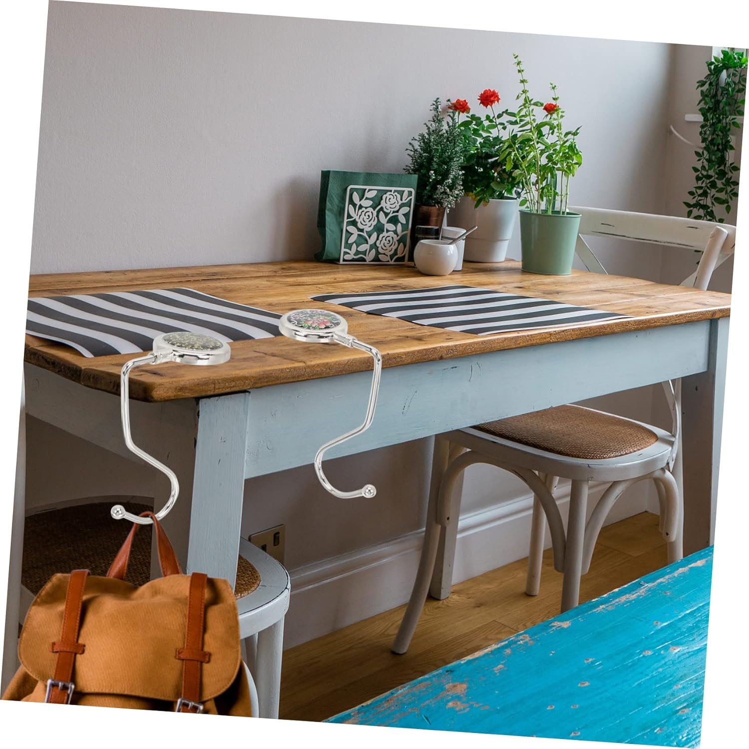 AOKWAWALIY 6 Pcs Purse Holder for Table Purse Holder for Desk Purse Hangers for Table Chain Wallet Purse Hook Bags Storage Hooks Purse Table Hooks Holder Purses Table Hook for Bags Zinc Alloy image number 5