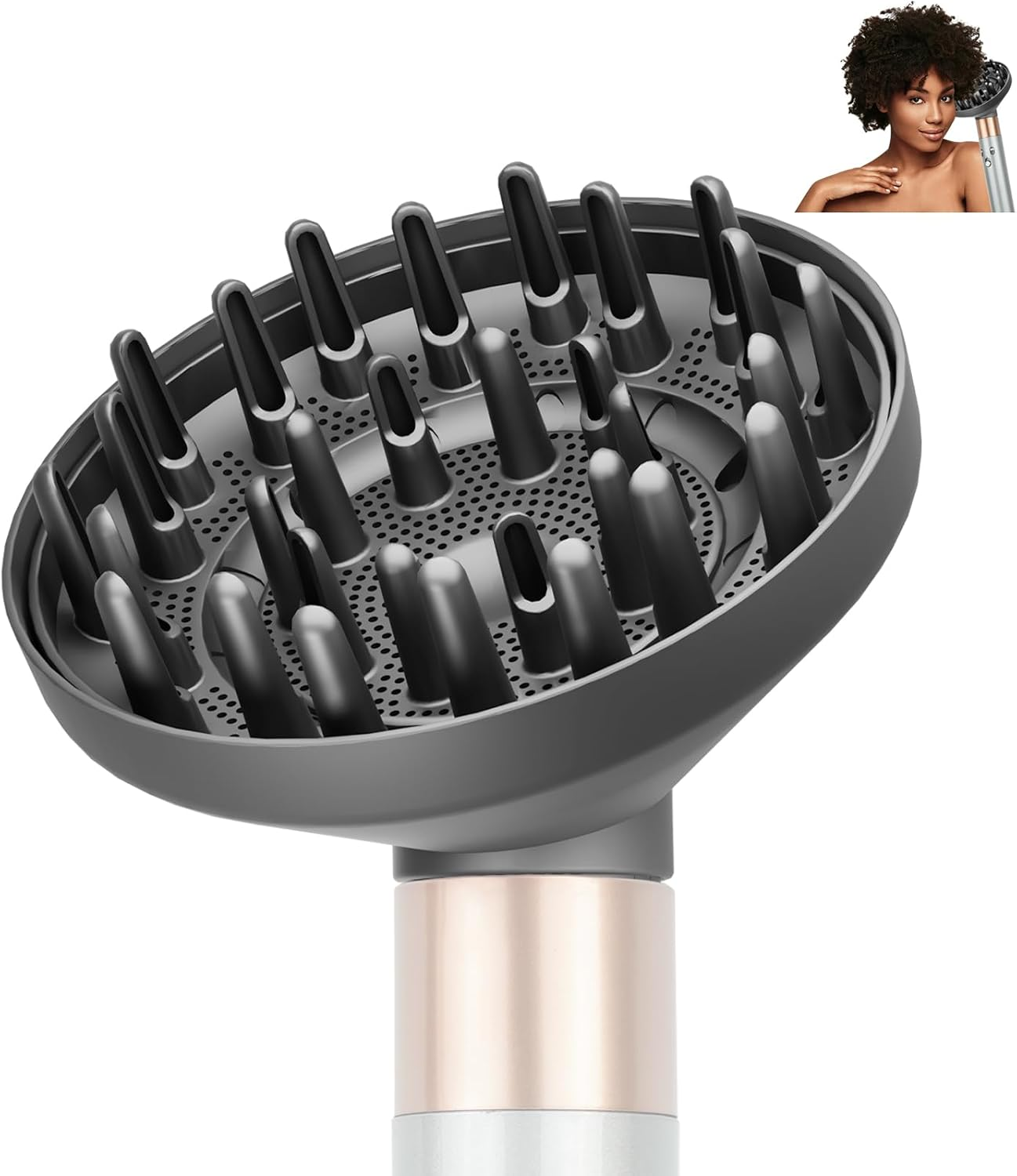 Hair Diffuser Attachment for Dyson Airwrap, Upgraded Diffuser Nozzle Compatible with Airwrap Styler, Curl-Defining Attachment for Wavy Curly Coil Hair, for Replacement Part NO.973365-01, Grey