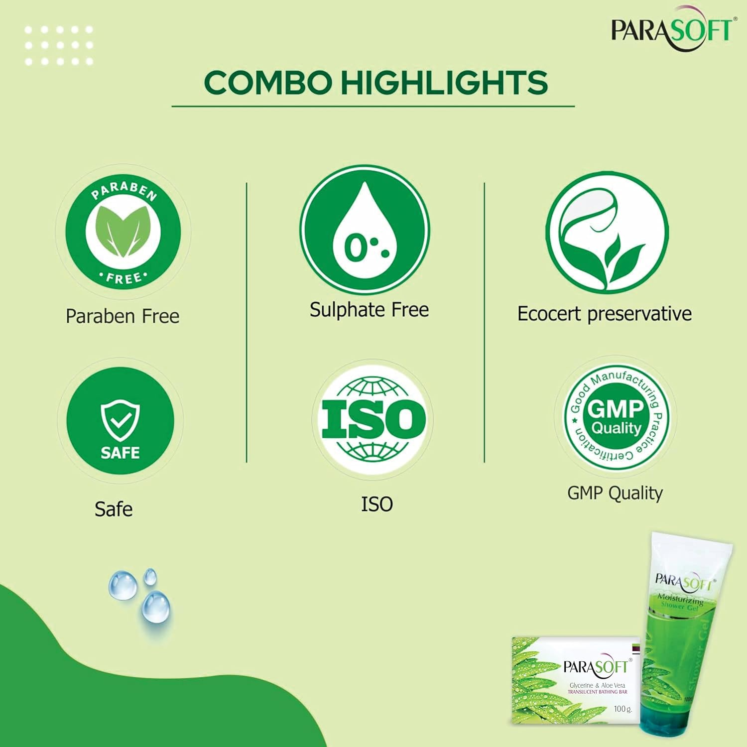 Parasoft Combo of Body Cleansing Shower Gel and Moisturizing Bathing Bar Enriched with Aloe Vera, Glycerine & Vitamin E, Daily Skin Nourishing Bathing Soap & Body Wash Combo for Dry and Sensitive Skin