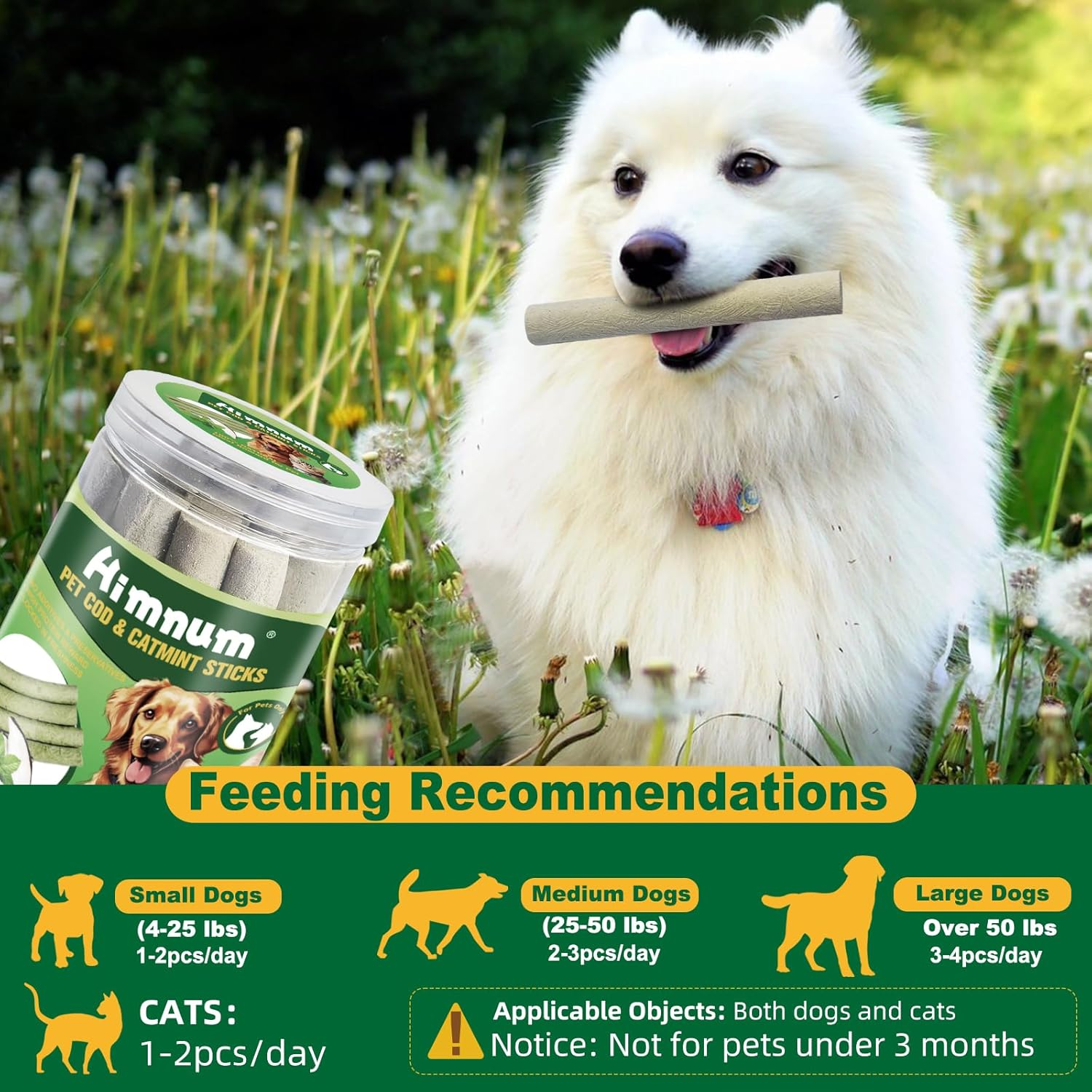Freeze Dried Cod Dog and Cat Treats, Natural Cod & Catmint Pet Chew Snacks Rich in Omega 3, Dog Training Treats for Teeth Cleaning, Healthy Tasty Treats for Pet, 3.52Oz/100G image number 2