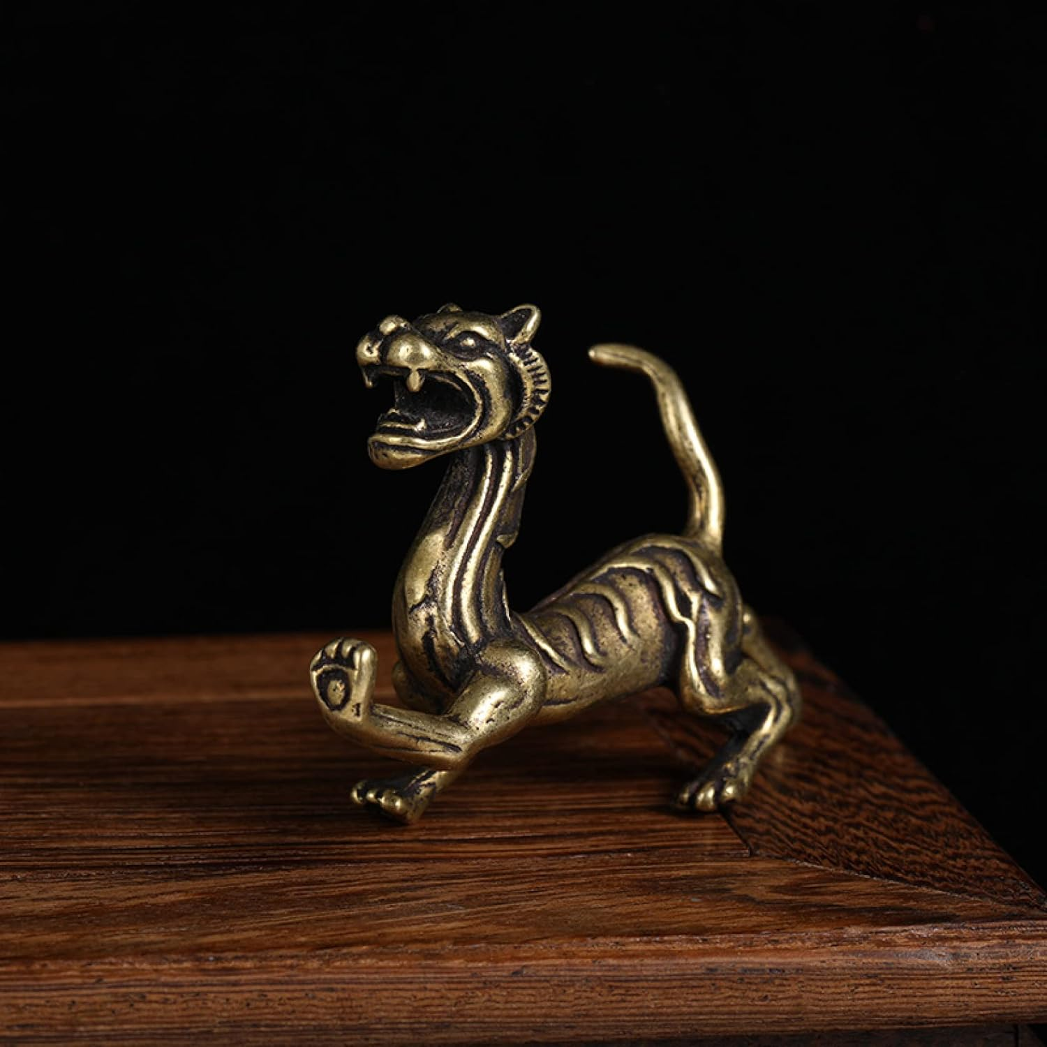 AERICKON Chinese Ancient Mythical Beast Miniature Figurine Dragon Tiger Snake Turtle Statue Feng Shui Ornament Home Decor image number 5