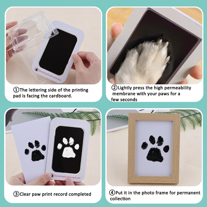 Cat Dog Pet Paw Print Photo Frames Hand and Footprint Picture Frame Newborn Foot Printing Commemorative Dog Gift DIY Pet Handprint Impression Hand Foot Prints for New Born Pets Decoration Supplies - Pet Paw Print Photo Frame image number 6