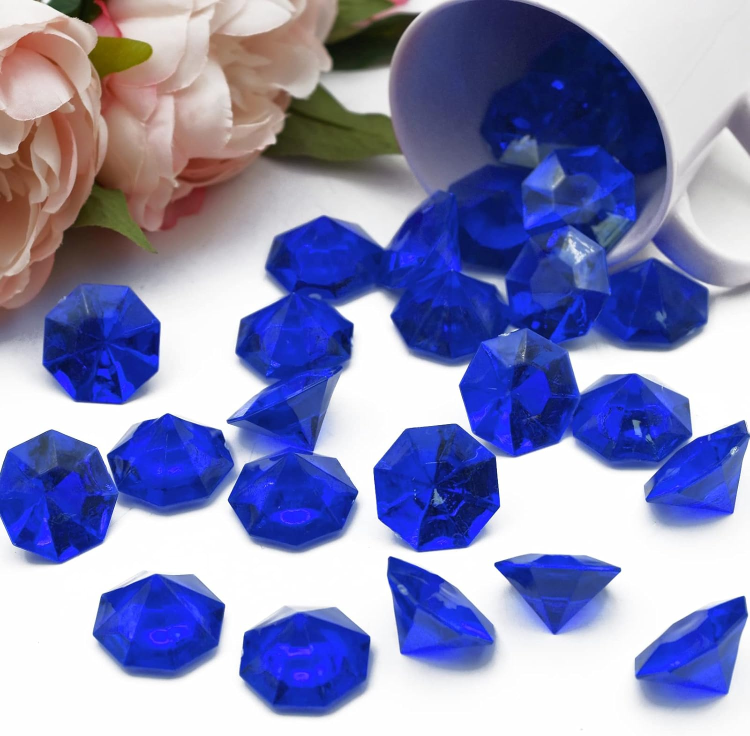 WBJKZJD 60Pcs Acrylic Diamond Gems Pirate Plastic Gems Large Acrylic Gems Jewels Bulk Treasure Chest Hunt Party Favors 25 Carat for Kids (Multicolor)