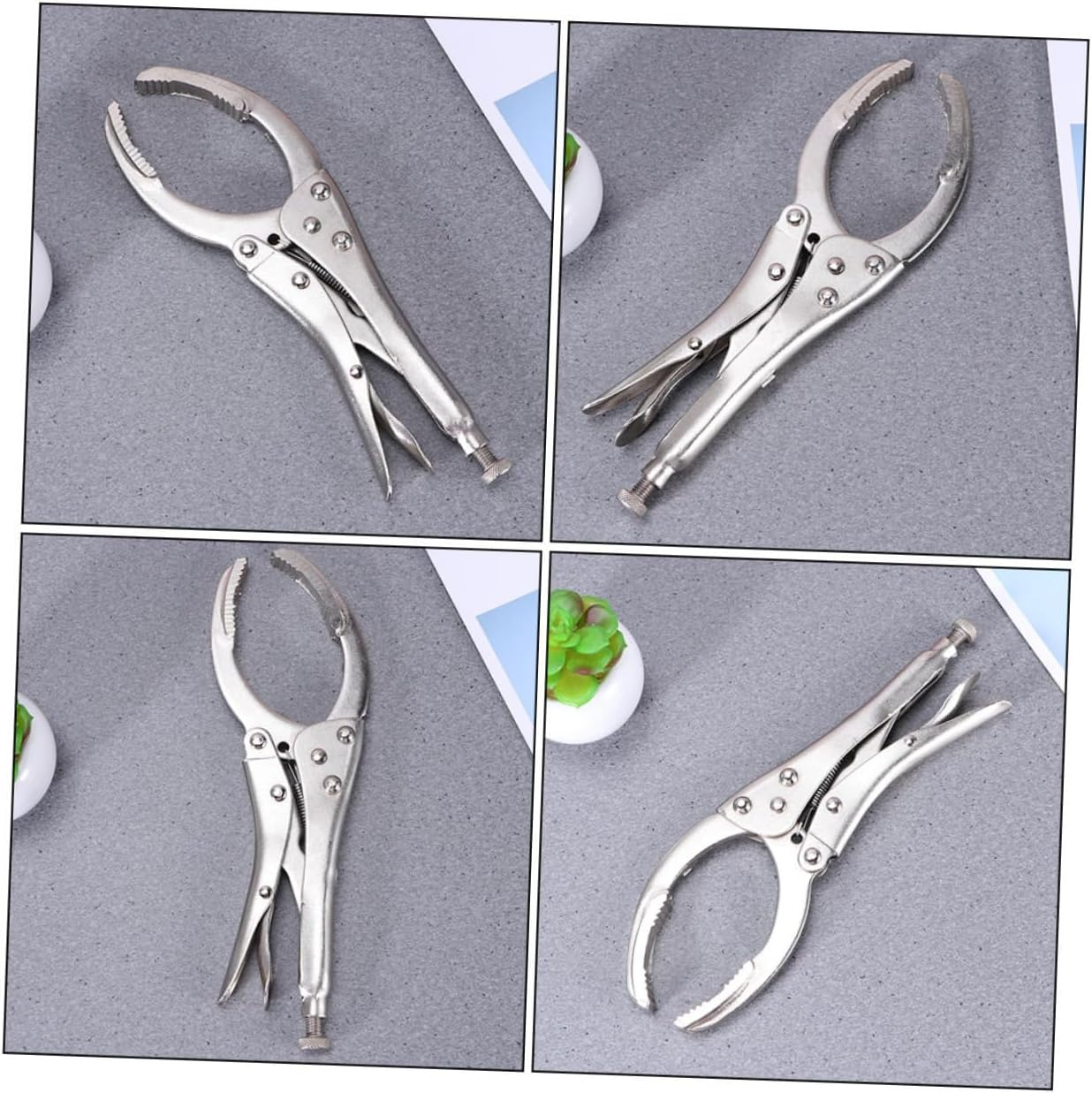 WHAMVOX 2Pcs Adjustable Steel Wrench Pliers for Maintenance Engine Oil Cleaner Removal Tool with White Handle Suitable for Auto Repair image number 5