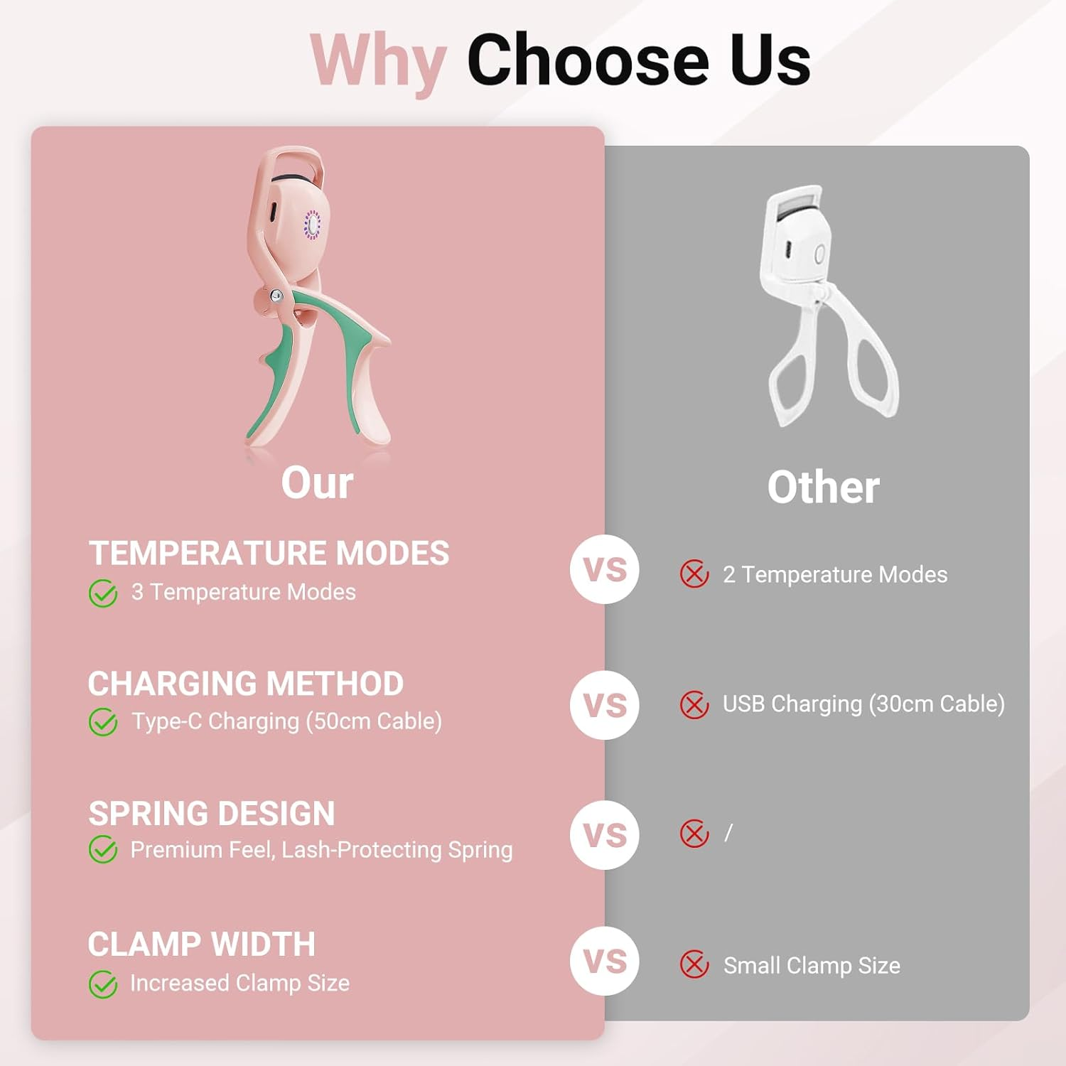 TOP G Heated Eyelash Curlers Type-C USB Rechargeable with Comb Electric Heated Lash Curler 8S Fast Heating 24Hr Long Lasting Lash Lift 3 Modes and Sensing Heating Silicone(Pink) image number 4