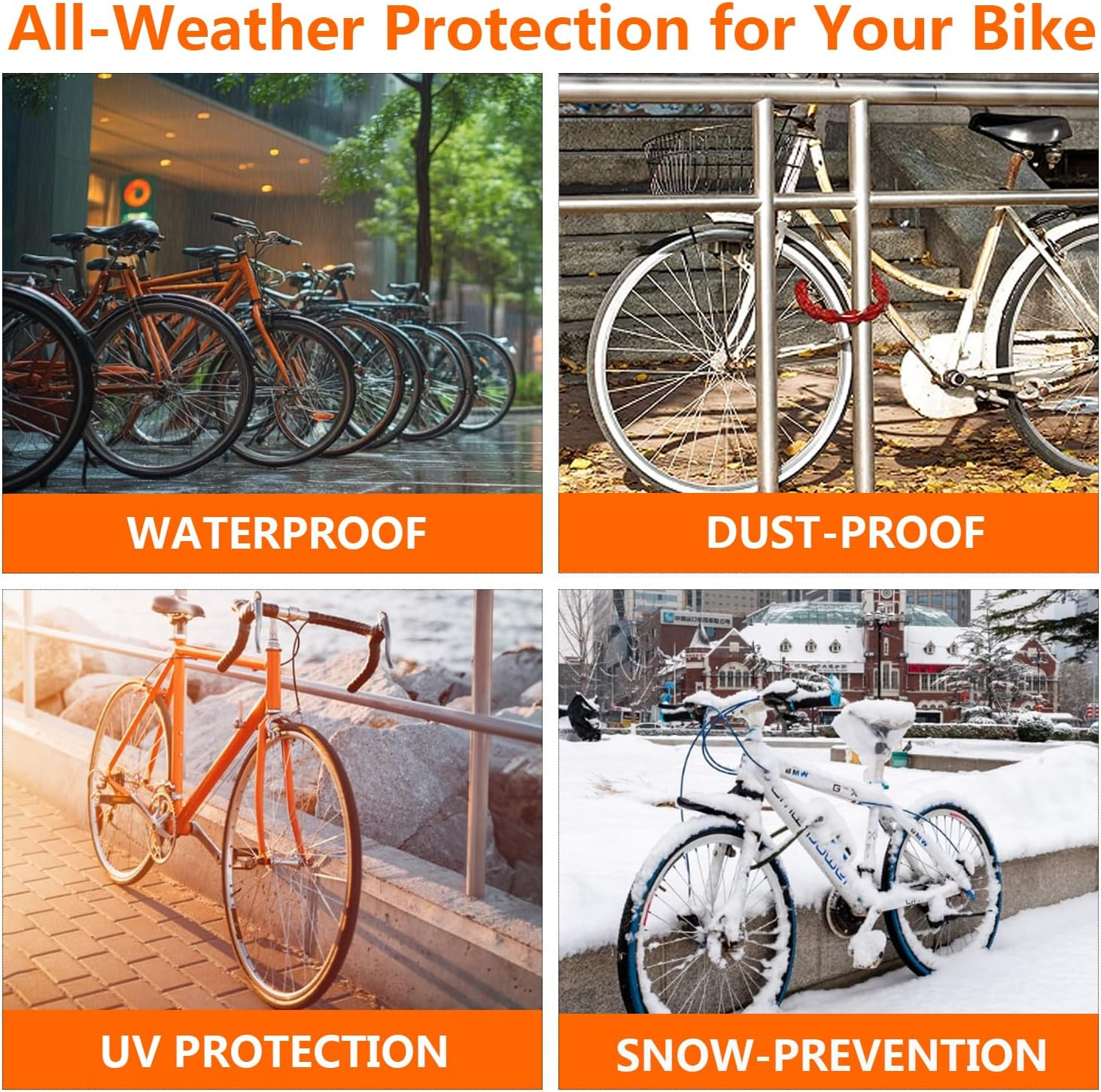 GERZHIUBN Bike Cover, Waterproof Bicycle Cover, 210T anti Dust UV Protection with Lock Holes & Storage Bag Fits for Most Bikes up to 29",M image number 5