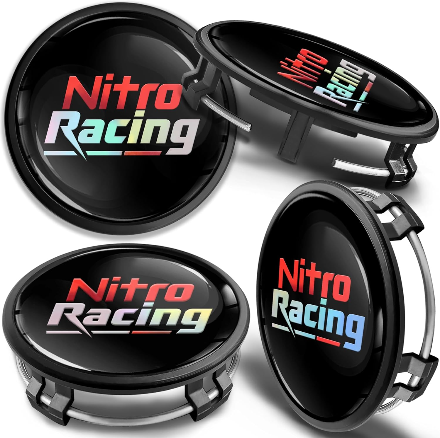 Skinoeu Set of 4 X 75Mm Wheel Centre Caps Compatible with Mercedes Benz B66470207 / B66470200 Alloy Center Hubcaps Hologram Nitro Racing CM 15