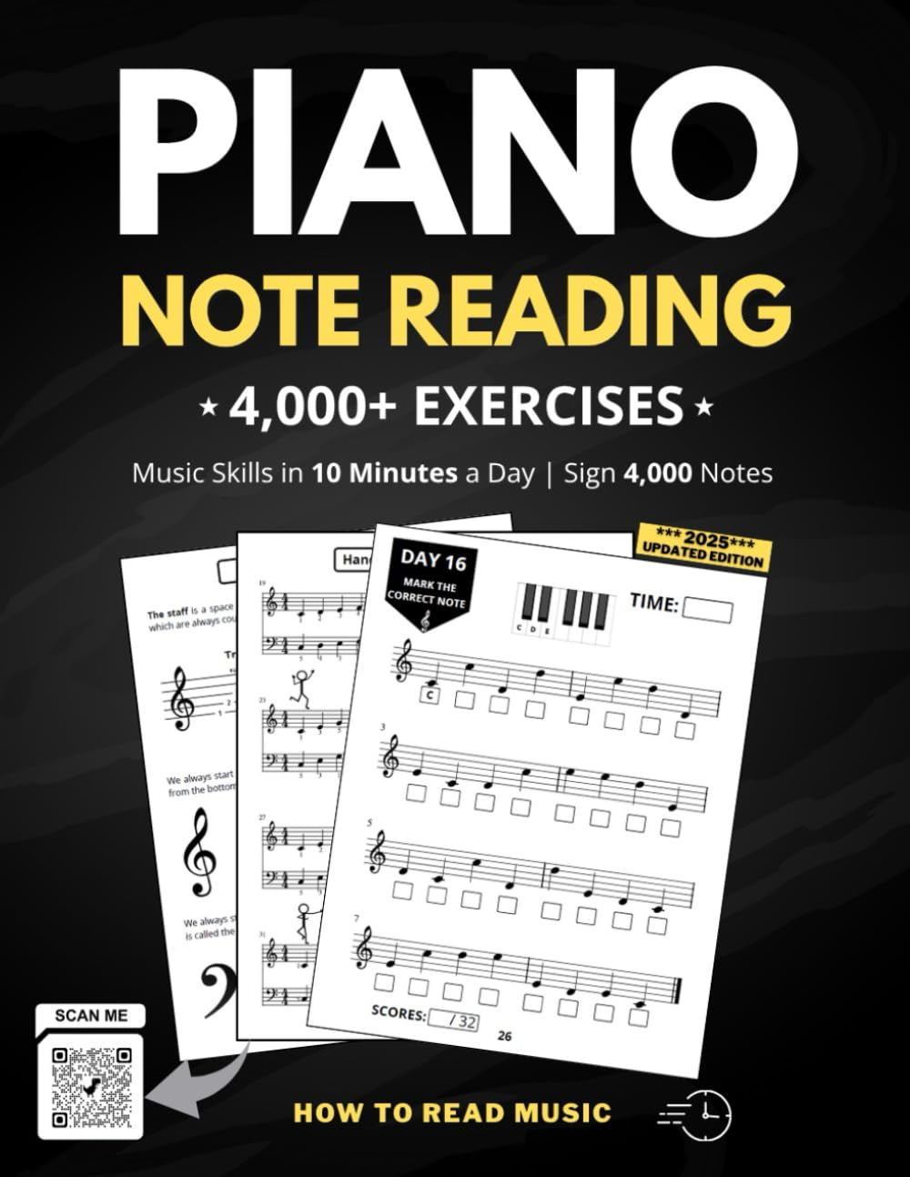 Piano Note Reading Exercises: Music Skills in 10 Minutes a Day, Student Workbook, How to Read Music, Sign 4,000 Notes image number 1