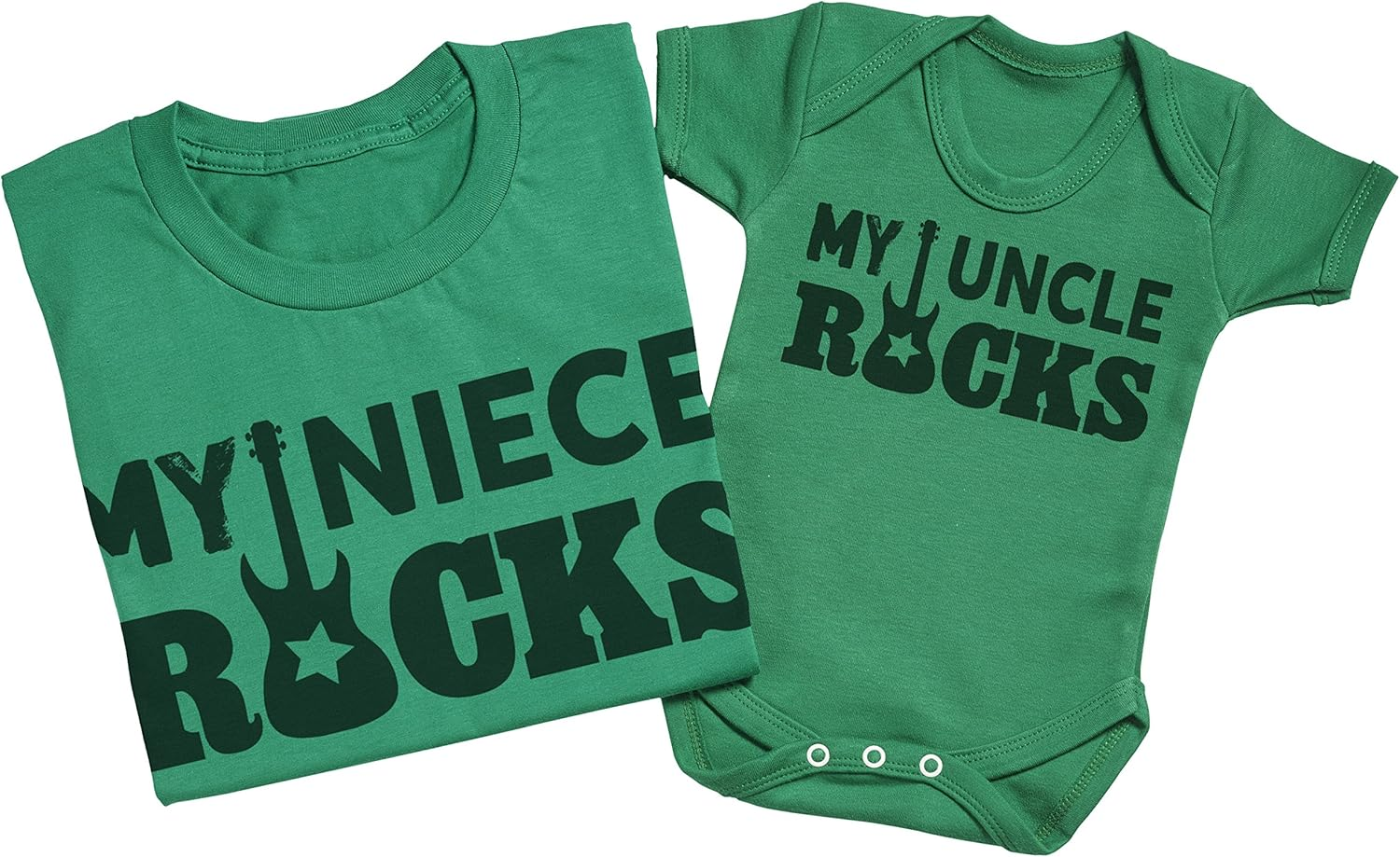 Zarlivia Clothing My Niece Rocks - Matching Uncle Niece Gift Set - Mens T Shirt & Baby Bodysuit - Blue - Small & 3-6 Months image number 4