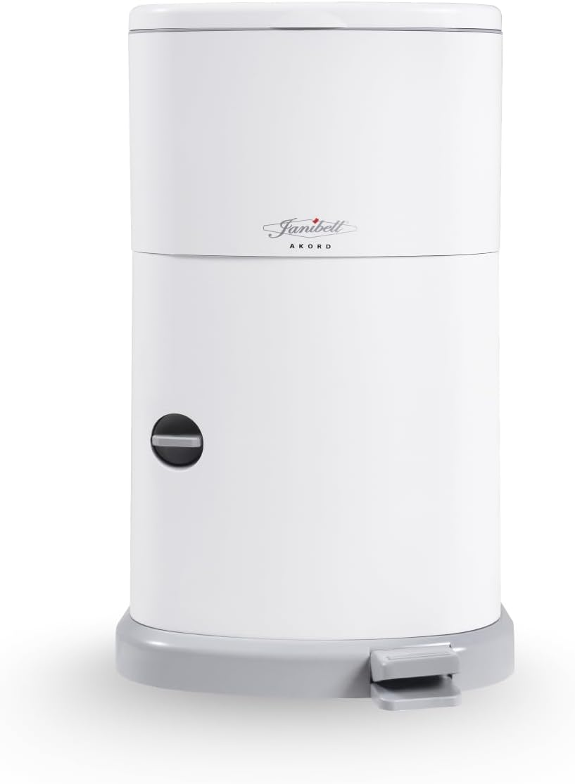 Janibell Akord Slim Adult Diaper Disposal System 7 Gallon Odor Locking Double-Sealed Adult Diaper Pail with Hands-Free Foot Pedal, Holds 22 Large Briefs, Continuous Liner, Durable ABS Resin image number 1