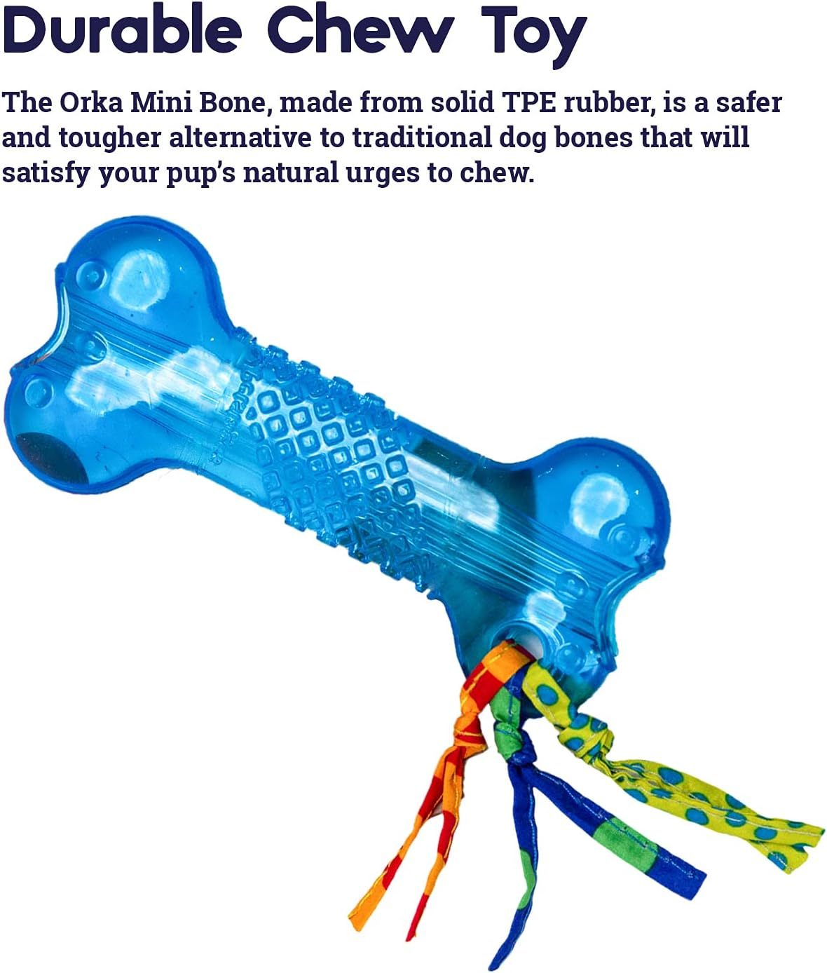Petstages Orka Mini Bone Royal Blue Dog Chew Toy image number 4