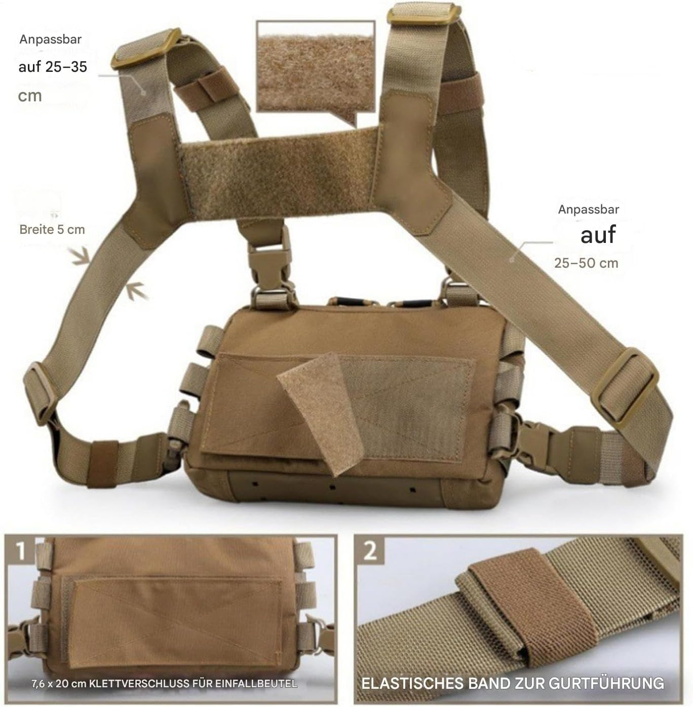 Chest Pocket for Men, Hiking Chest Pocket, Quick Release Adjustable Straps, Anti-Theft for Motorcycle, Outdoor, Fitness, Fishing image number 5