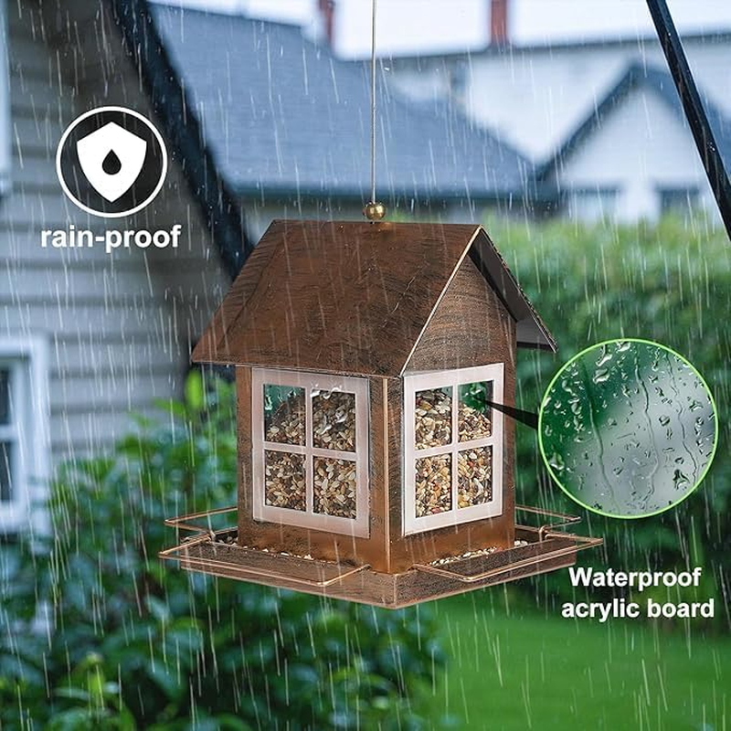 Bird Feeder,Bird Feeders House for outside Hanging, Metal Wild Bird Feeder for Outdoors,Large Capacity Wild Birdfeeder Birdhouses Squirrel Proof (Heavy Metal-Country House) image number 3