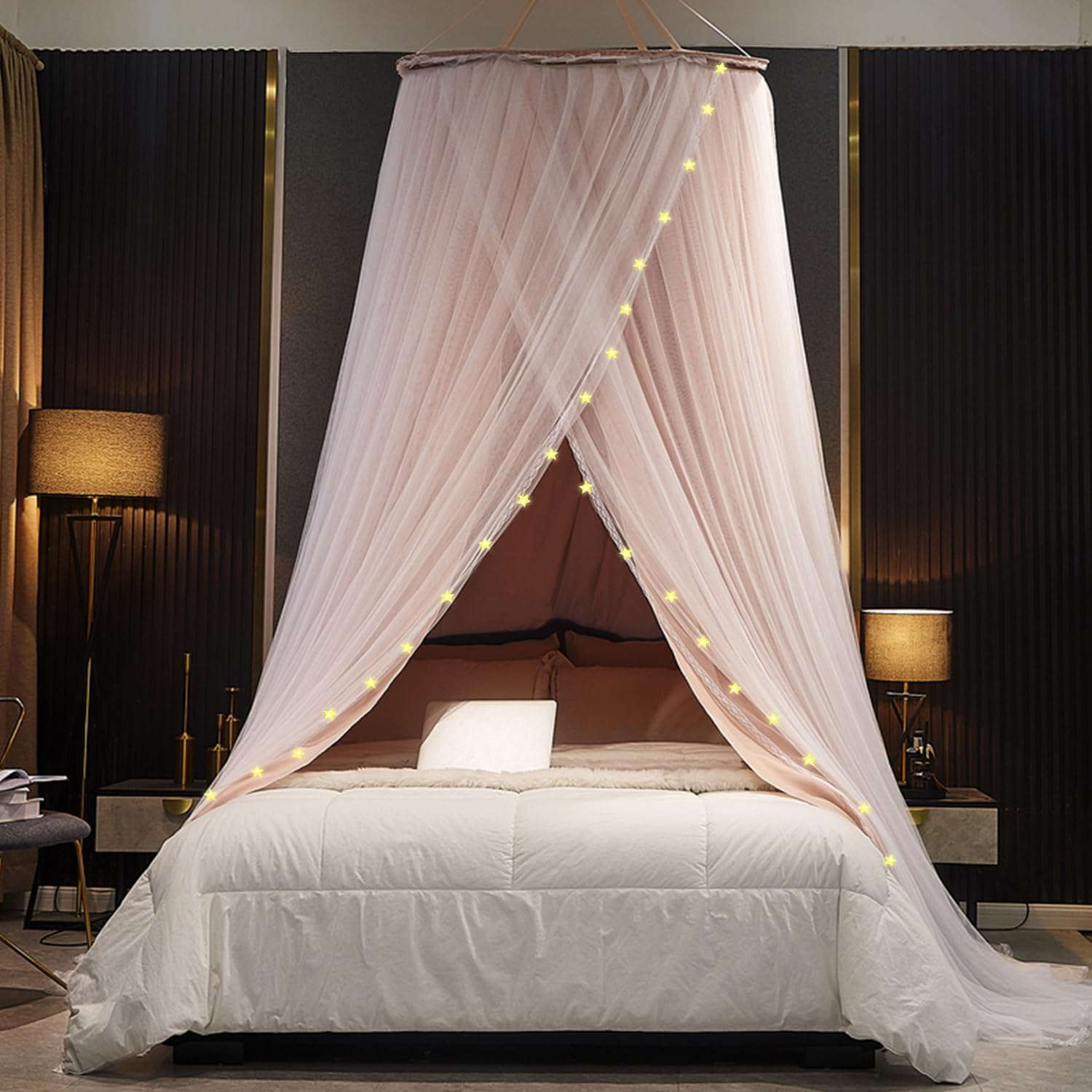 Double Layer Bed Canopy, Elegant Princess round Dome Canopies Netting Large Mesh Bed Curtain Drapes for Kids Adults Children Dreamy Lace Mosquito Nets Bedroom Decoration Castle Play Tent Reading Nook - Jade image number 2