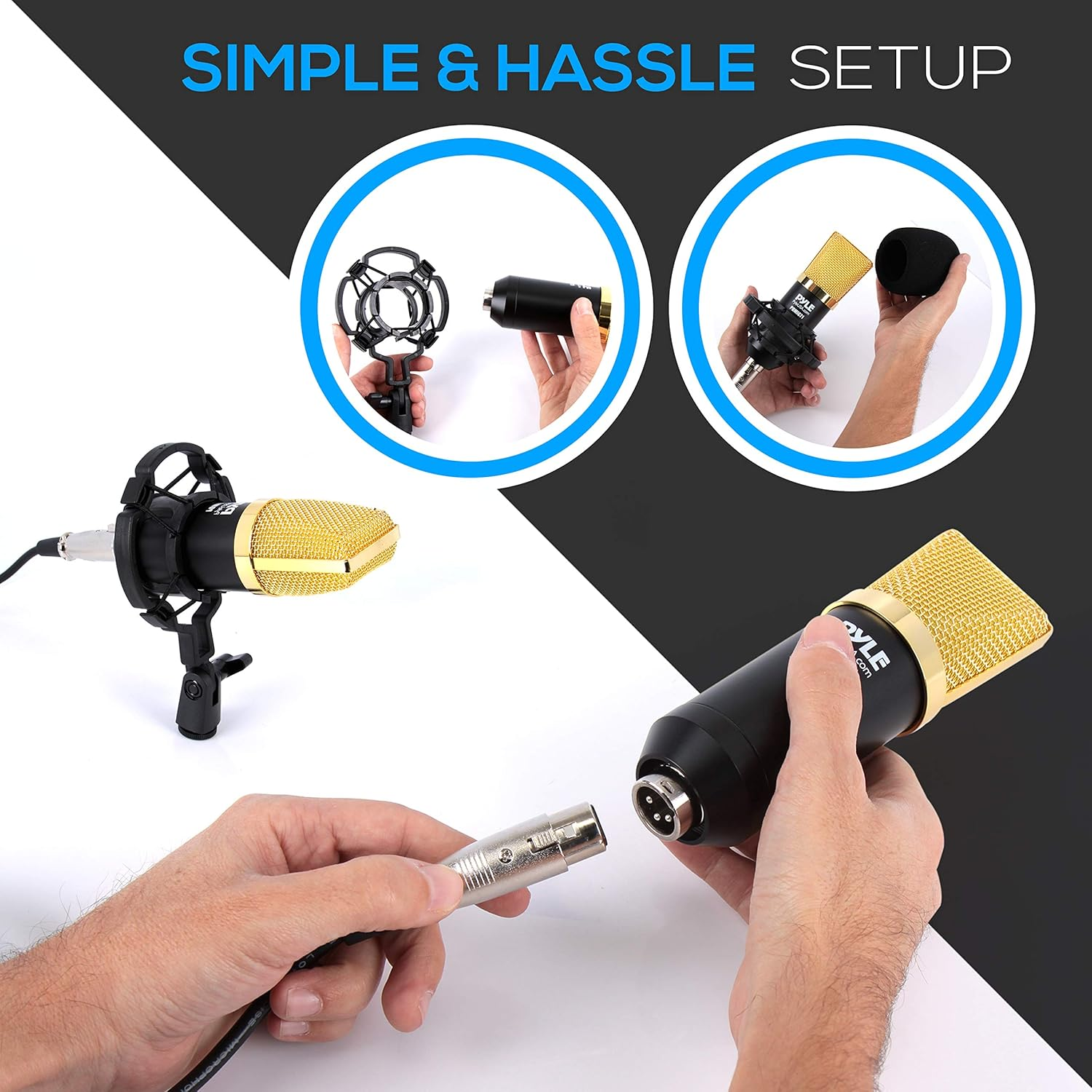 Condenser Microphone Bundle, 3.5 Mm Recording Microphone, Shock Mount Plug and Play,Computer Microphone, Podcast, Recording, Studio Vocal, Youtube - Pyle PDMIC71 image number 3