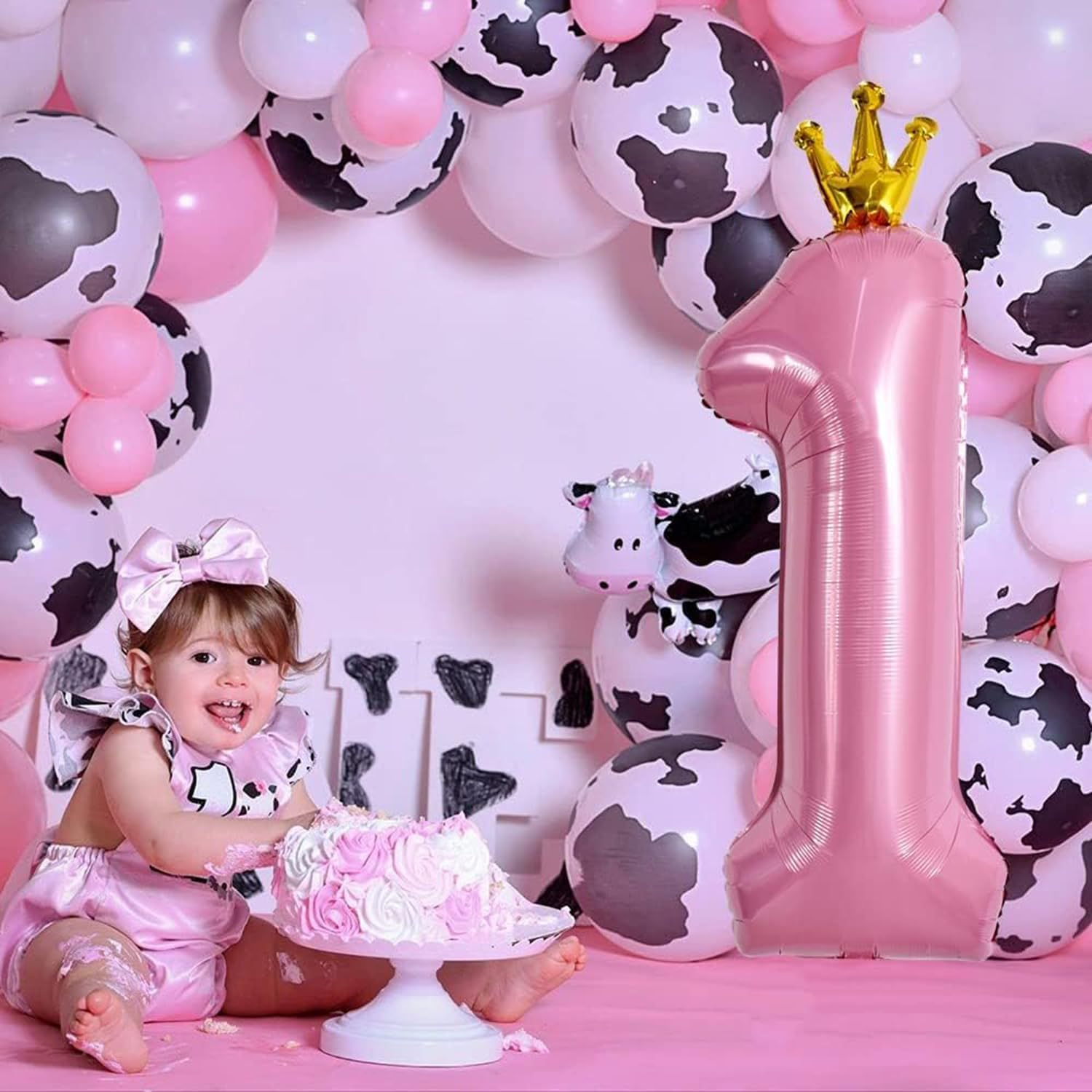 40 Inch Pink Number Balloon with Crown, Huge Giant Balloons Foil Mylar Number Balloons for Birthday Party Wedding Anniversary Decorations (Number 0) - Number 0 image number 2