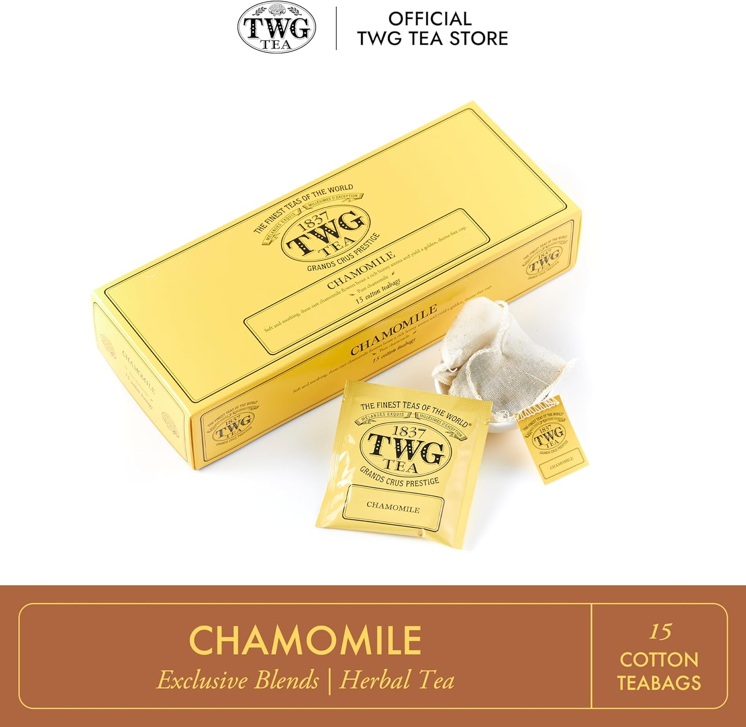 TWG Tea | Chamomile | Herbal Tea | Decaffeinated & Theine-Free | 15 Hand Sewn Cotton Tea Bags | Giftset image number 6