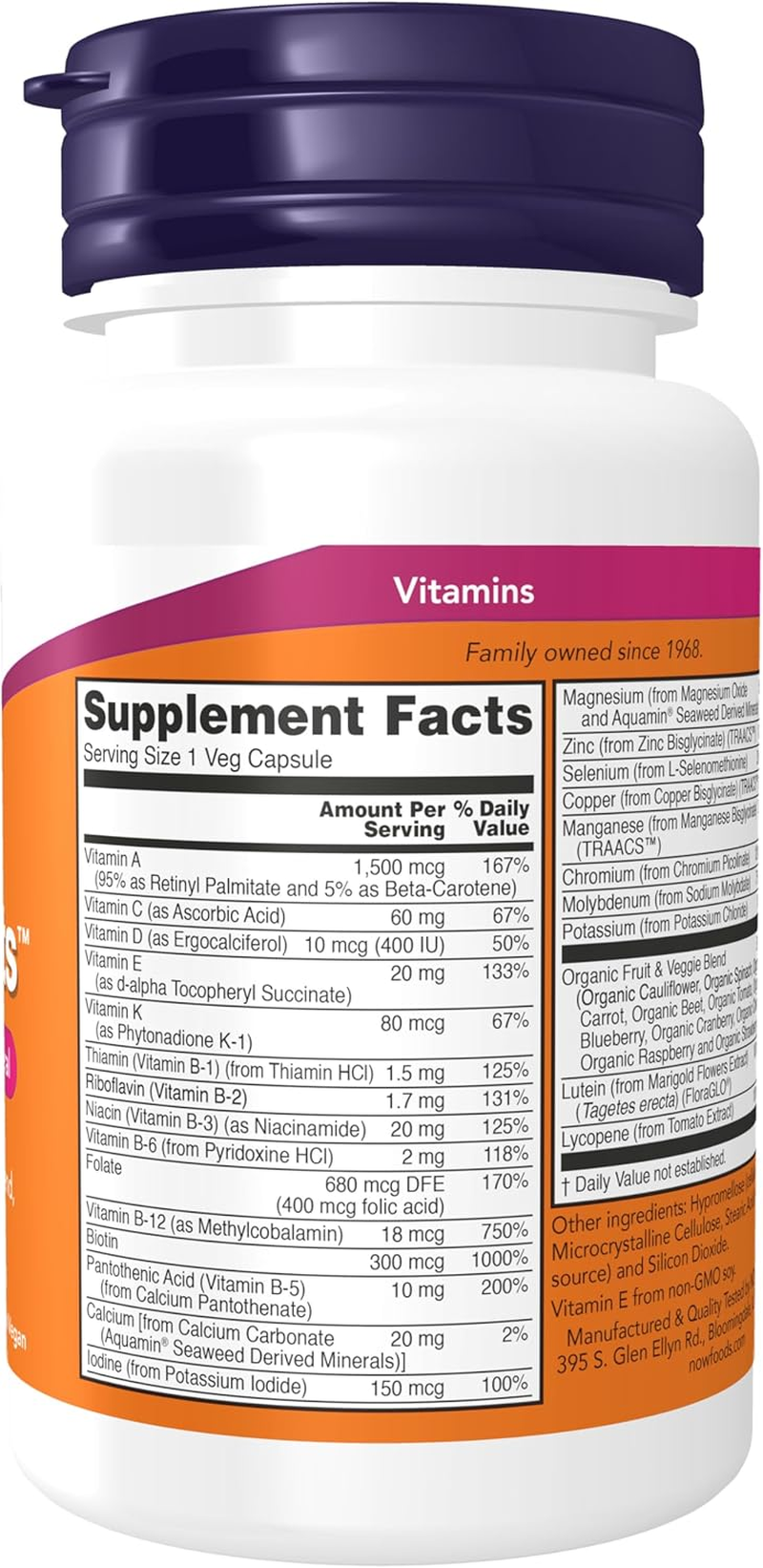 Now Foods, NOW Supplements, Daily Vits&trade;With Fruit & Veggie Blend, Lutein and Lycopene, 30 Veg Capsules image number 6