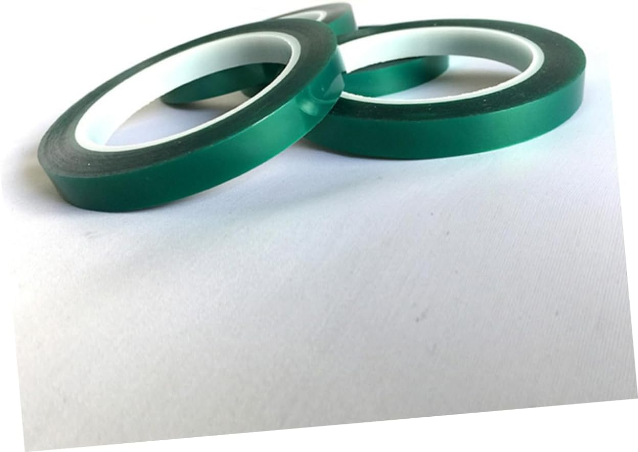 5Pcs Green High Temperature Resistant Pet Adhesive Tape for Car Spray Paint Plating Circuit Board Shielding 8Mm X 33M X 0.06Mm Heatproof Automotive Tape image number 2