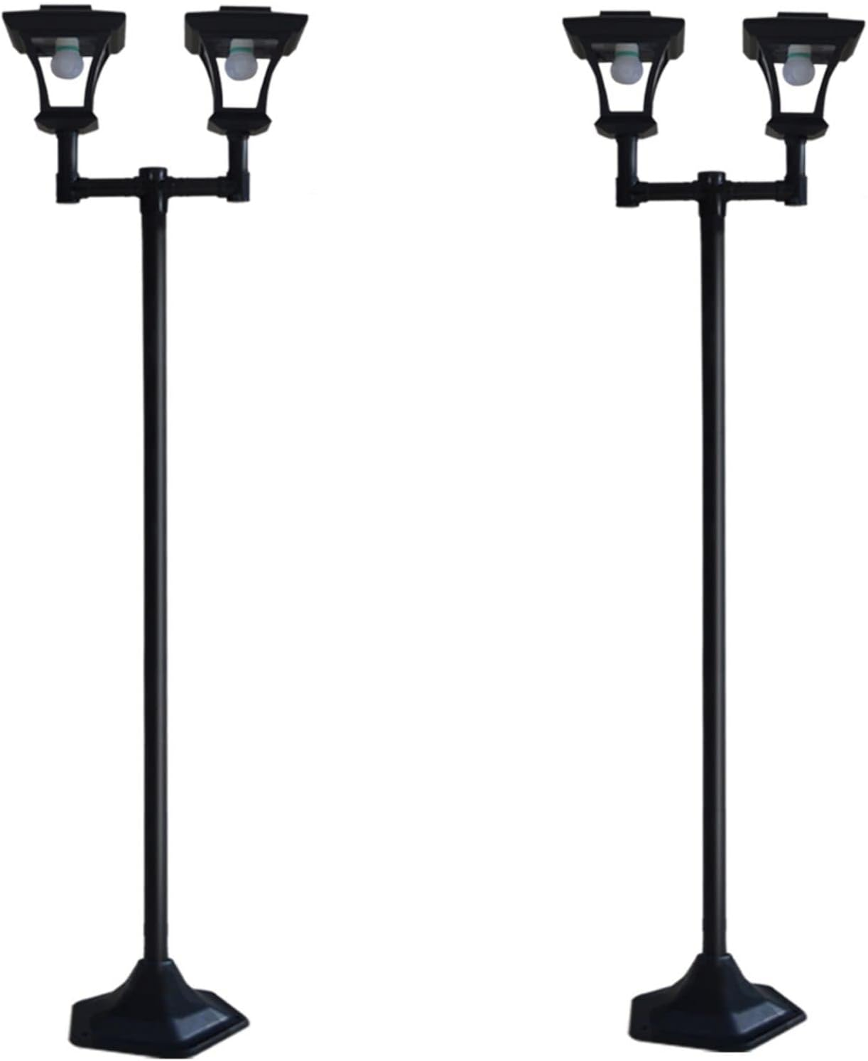 2 Pack 180Cm Solar Lamp Post Lights Outdoor with Double Lamp, Waterproof Solar Powered Street Lights for Garden, Pathway, Driveway, Front/Back Door, Warm White Light, Replaceable Bulb image number 4