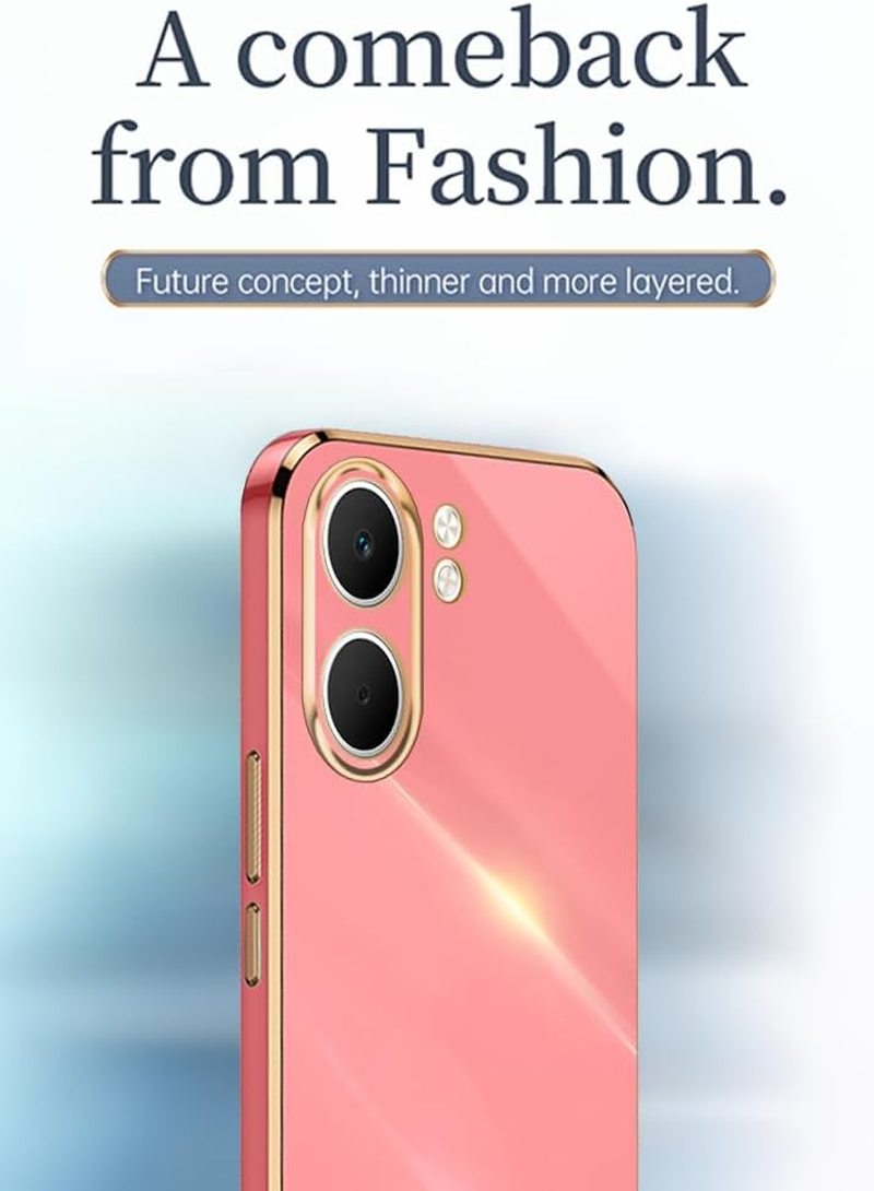EASSGU Electroplated Frame Mobile Phone Case for Oppo A5X (6.67 Inches), Soft TPU Silicone Protective Case - Red image number 1