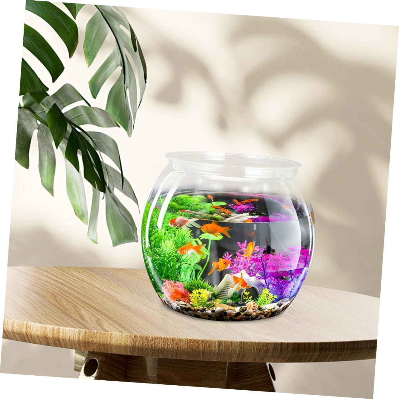 Ibasenice Transparent Plastic Betta Tank Compact Shatterproof Aquarium Bowl for Goldfish Turtles Small Aquatic Pets Clear Decorative Desktop Fish Tank for Office Home Use image number 2