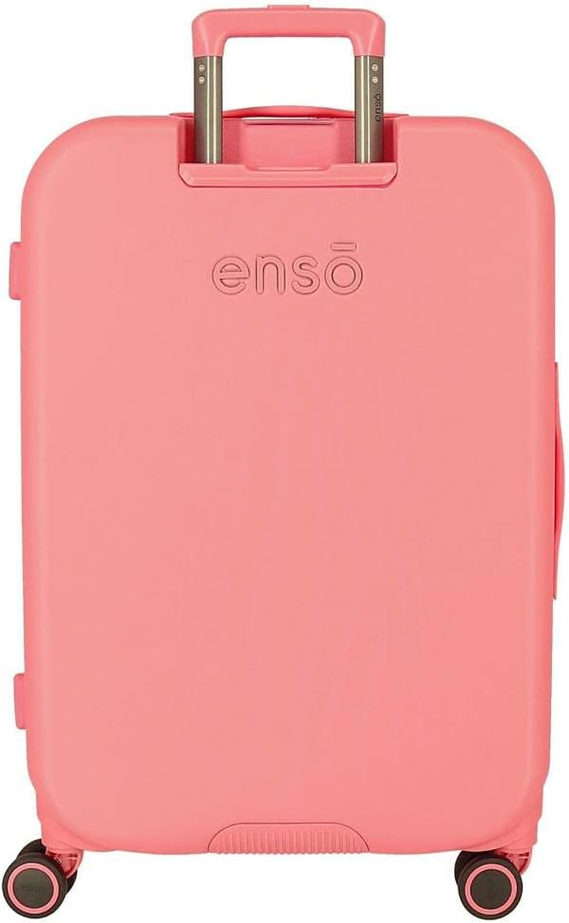 Enso Beautiful Natura Suitcase Set Pink 55/70 Cm Rigid ABS Closure TSA 116L 7.5 Kg 4 Wheels Double Hand Luggage, Pink, Suitcase Set, Pink, Suitcase Set image number 3