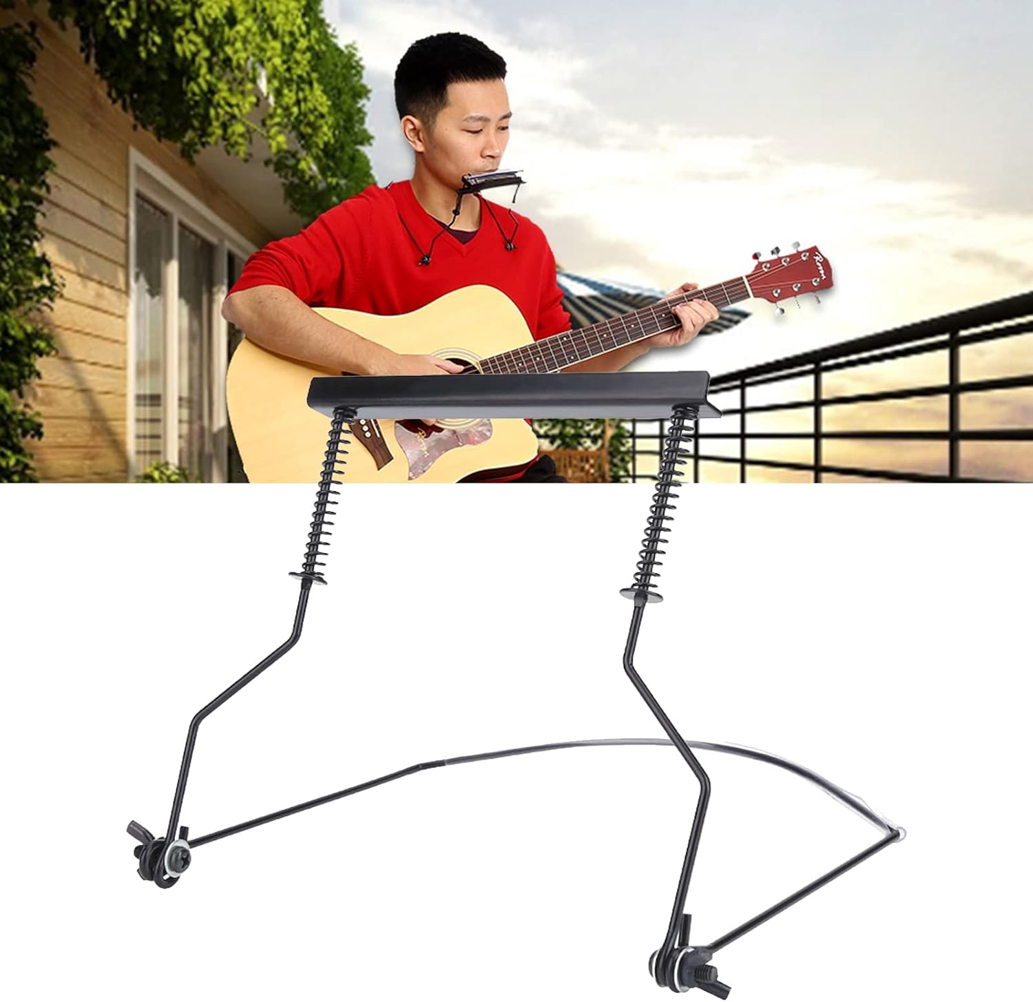 Neck Holder,Harmonicas for Adults Harmonica Set, Adjustable Metal 10 Holes Harmonica Neck Holder Rack Support Accessory for Adults Music Enthusiast image number 4