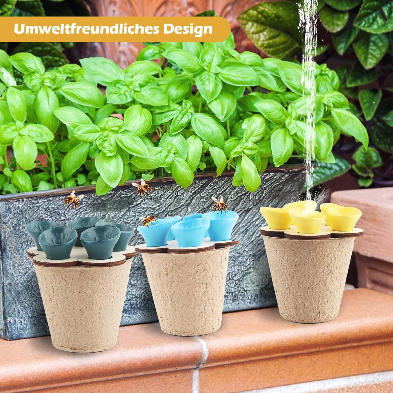 5 X Bee Insect Drinking Cups, Colourful Bee Insect Drinking Cup, Bee Cup, Thirsty Pollinators Need Drinking Water, Bees Need Safe Drinking Places (Yellow)