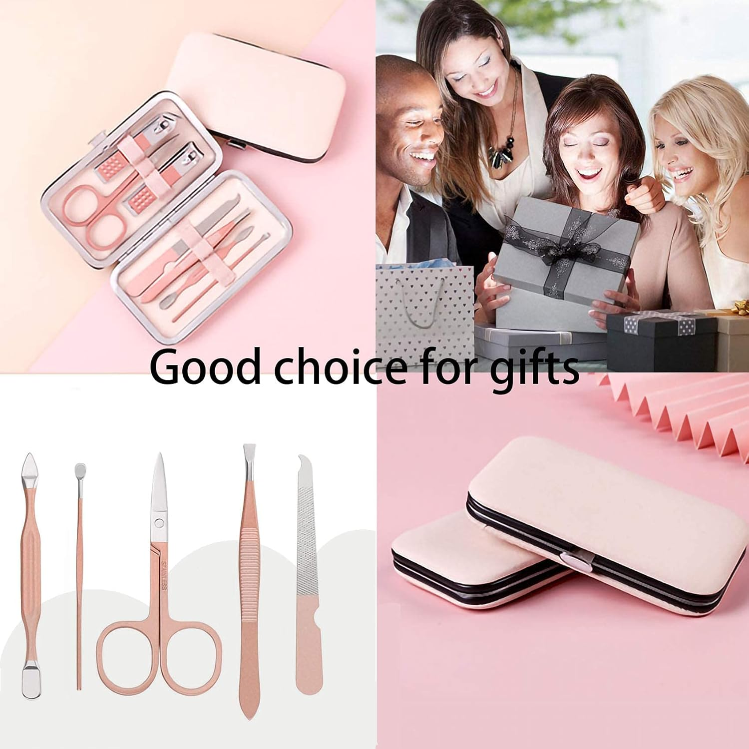 Professional Nail Clipper Set[7 Pcs], Manicure Set, Pedicure Set Stainless Steel Nail Scissors Travel & Grooming Manicure Set, Nail Care Kit, with Box (Pink) image number 4