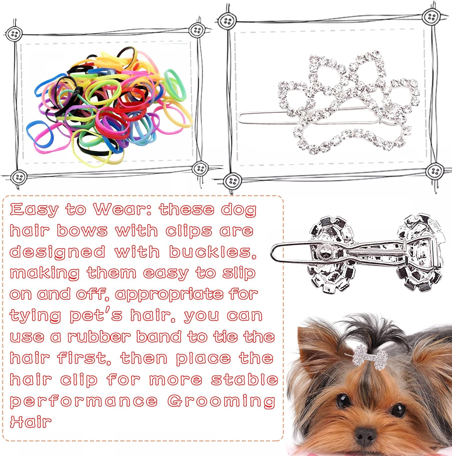PET SHOW Dog Tiara Crown Hair Clips Bows for Small Dogs Costume Crystal Rhinestone Girls Puppies Barrette Grooming Hair Accessories image number 1