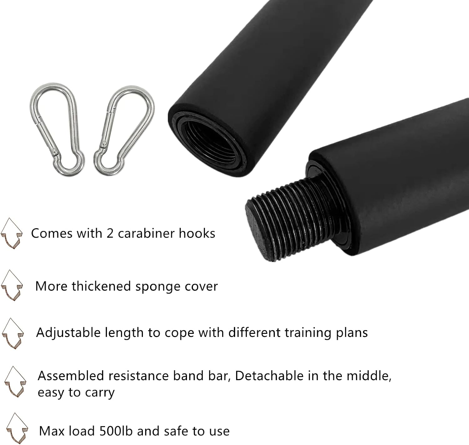 ENLAYER Resistance Band Bar, 41Inch Workout Bar for Home Gym, Portable Detachable Pilates Bar, Black image number 1