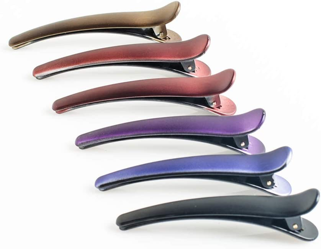 Hair Clips for Styling, HAITAO 12 PCS Non-Slip Colorful Plastic Duckbill Alligator Hair Barrettes Pins for Women, Baby Kids and Girls, 3.5" image number 1