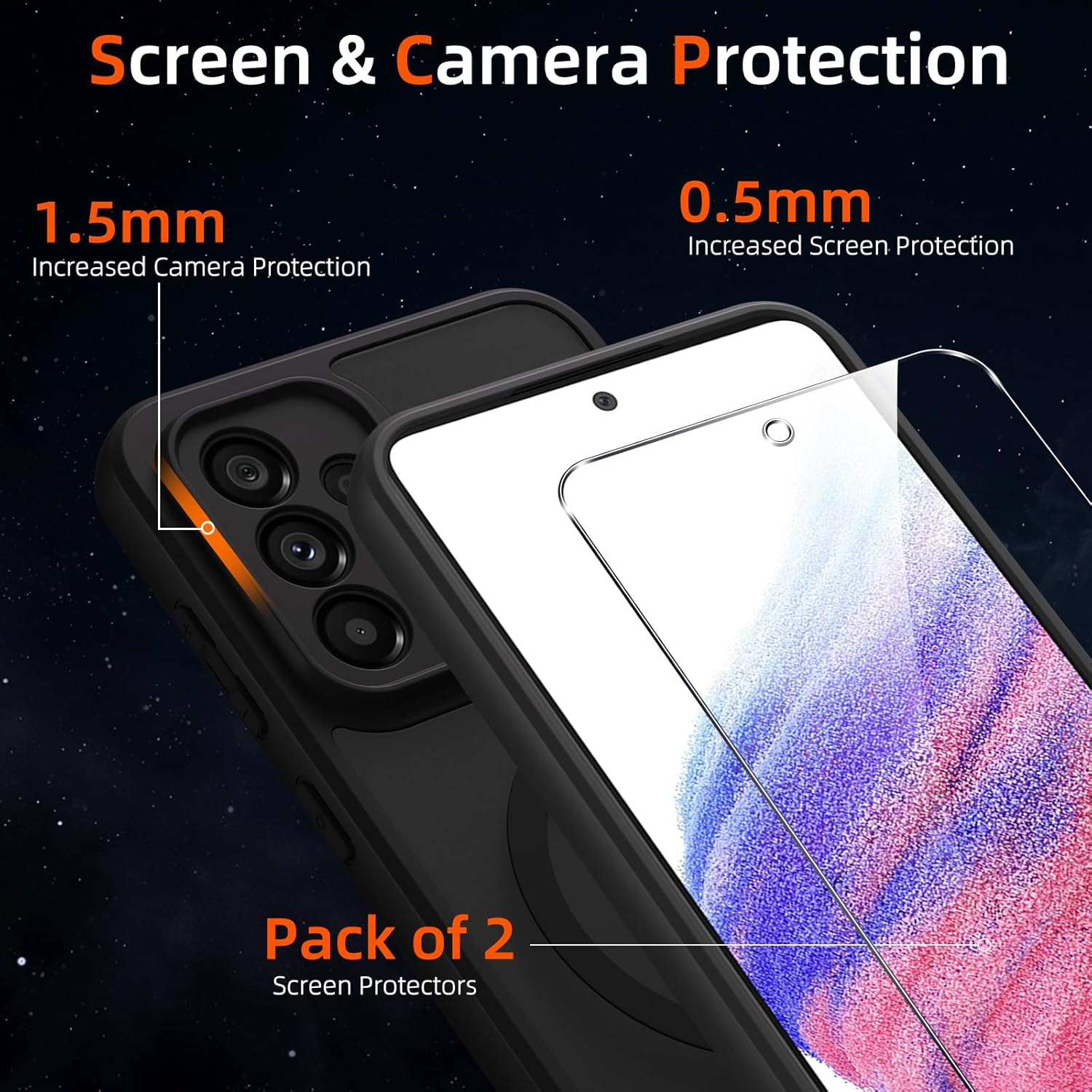 Pnakqil Magnetic for Samsung Galaxy A53 5G Case for Magsafe, Matt Translucent Mobile Phone Case for Samsung A53 with 2 Tempered Protection Glass, PC Hardness Back Scratch-Resistant Shockproof Thin