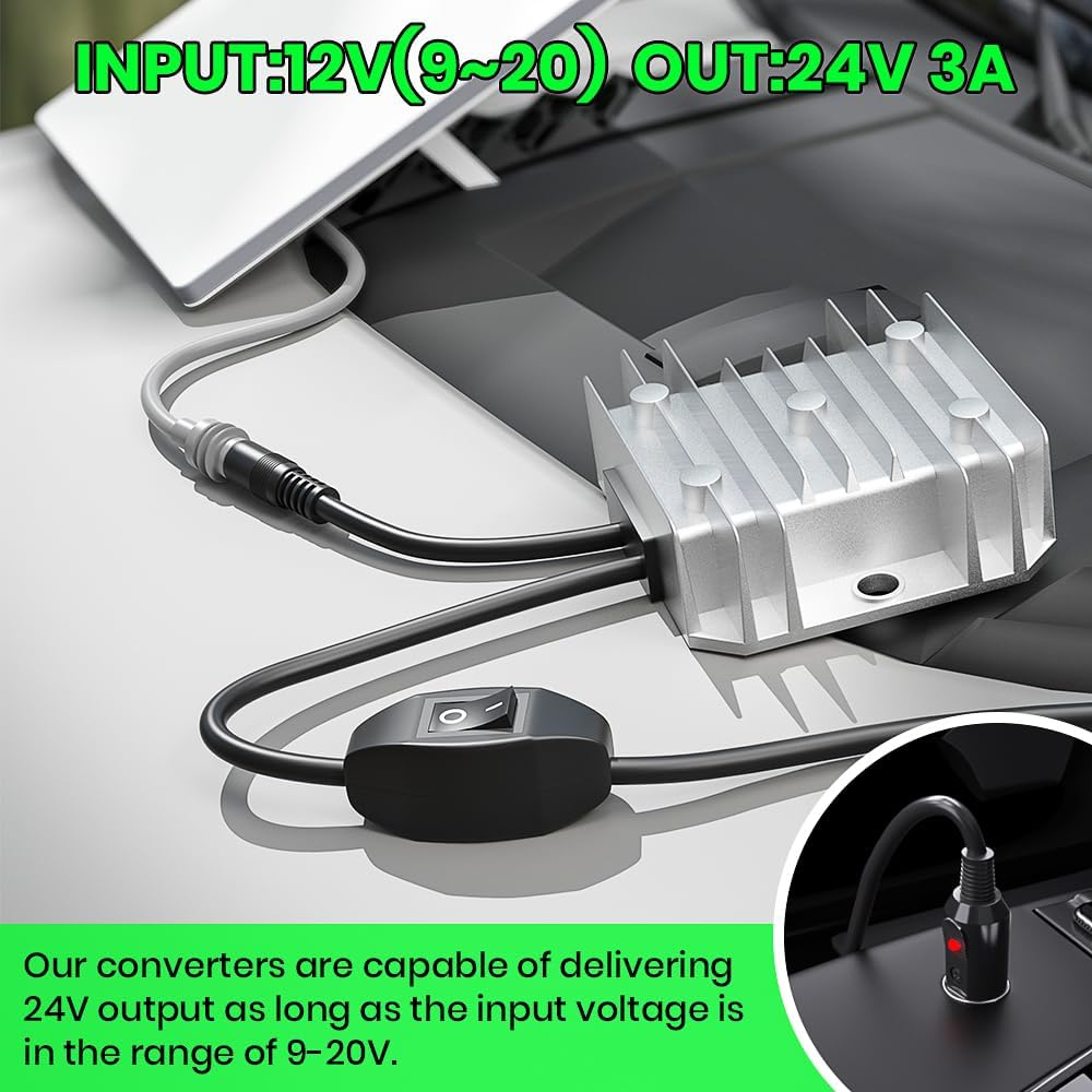 For Starlink Mini 12V Conversion Kit, 12V Power Cable with Cigarette Lighter Plug, 9-20V Step up 24V 72W Conversion Kit for Truck RV image number 3