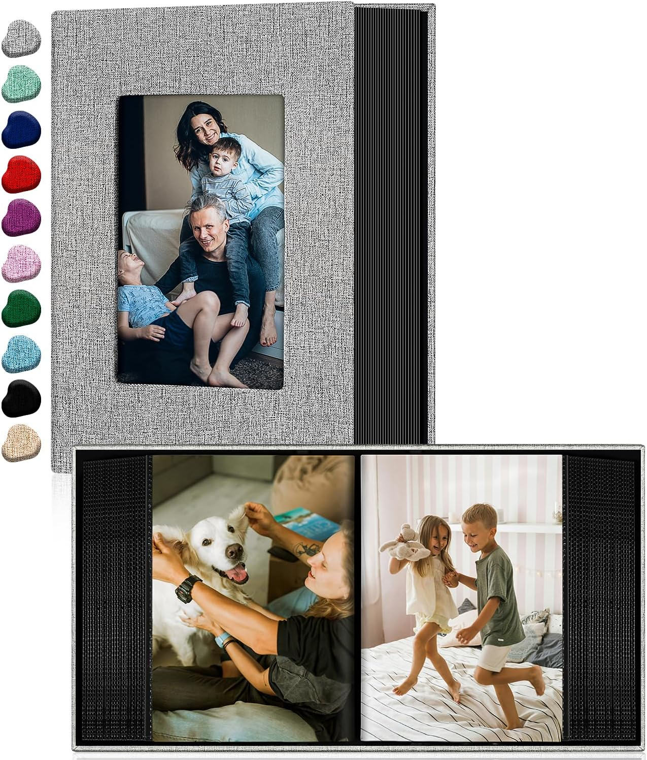 Ejblfe Photo Album 4X6,Linen Cover Slide-In Photo Album Book Can Holds 100 4X6 Photos with 50 Black Sheets for Family,Wedding,Baby and Holiday Pictures (Gray) image number 5