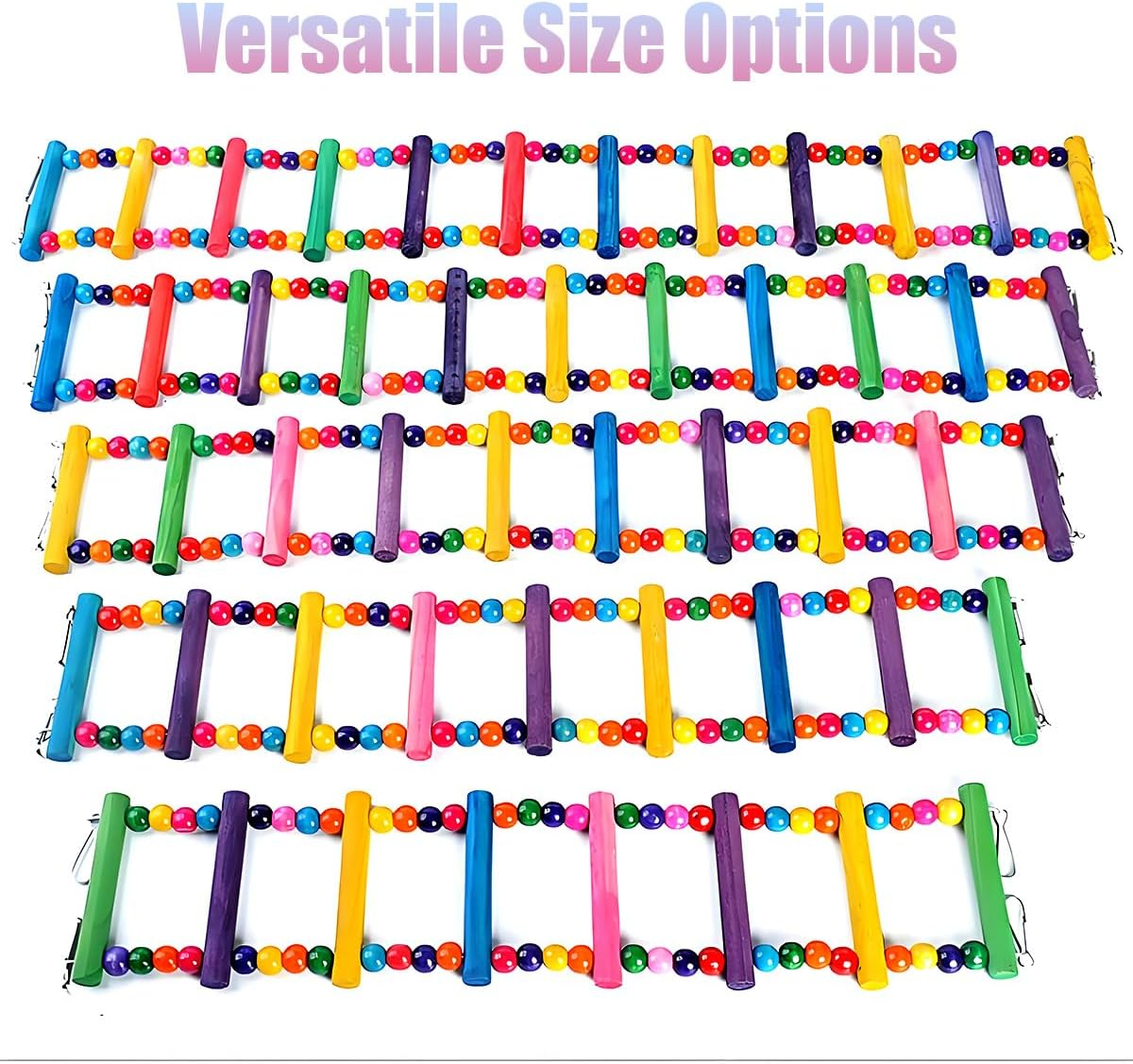 Bird Toys for Parrots Parrot Bridge, Swing Toys, and Ladders for Macaws, African Greys, Budgies, Cockatiels & Parakeets - Wooden Bird Ladder and Swing Toys for Play and Training (45Inch - 18 Ladders) - 10Inch- 4 Ladders image number 3