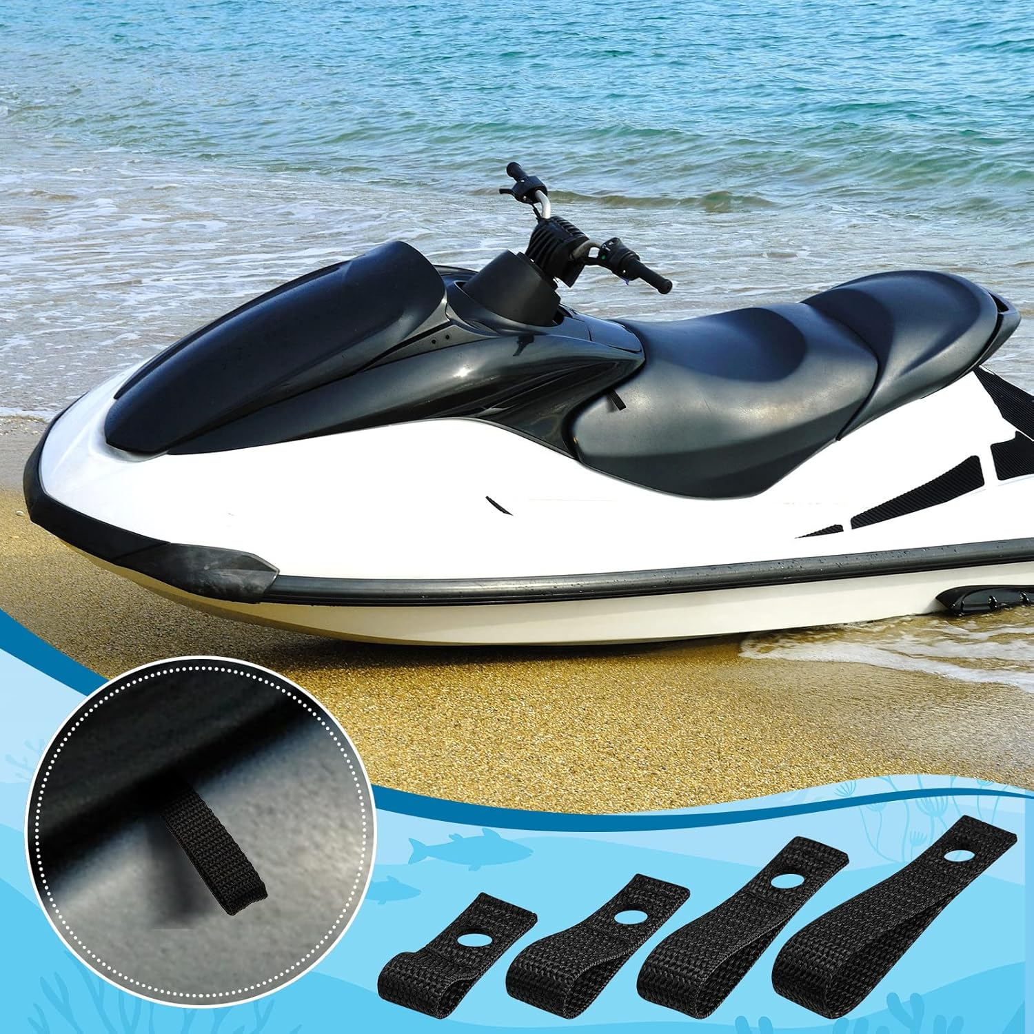 Patelai 12 Pcs Soft Loops Motorboat Cleats, Quick and Secure Anchor Points for Docking Bumpers, Anchoring Line and Bungee Dock Rope, 1.8'' 2.3'' 2.8'' 3.3'' Long 0.6'' Wide(Black)