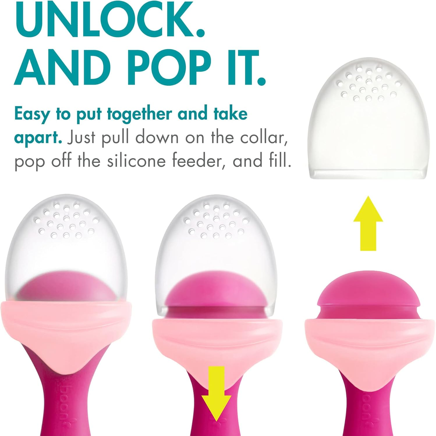 Boon Pulp Silicone Baby Feeder &mdash; 1 Count &mdash; Pink and Blush &mdash; Soft Silicone Vegetable and Fruit Feeders &mdash; Teething Baby Essentials