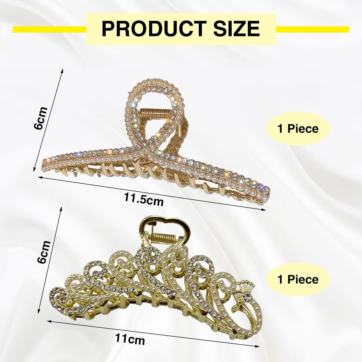2 Pieces Diamond Studded Pearl Handles, Exquisite Glitter Handles, Non-Slip Women Headwear, Styling Fixing Tools image number 3