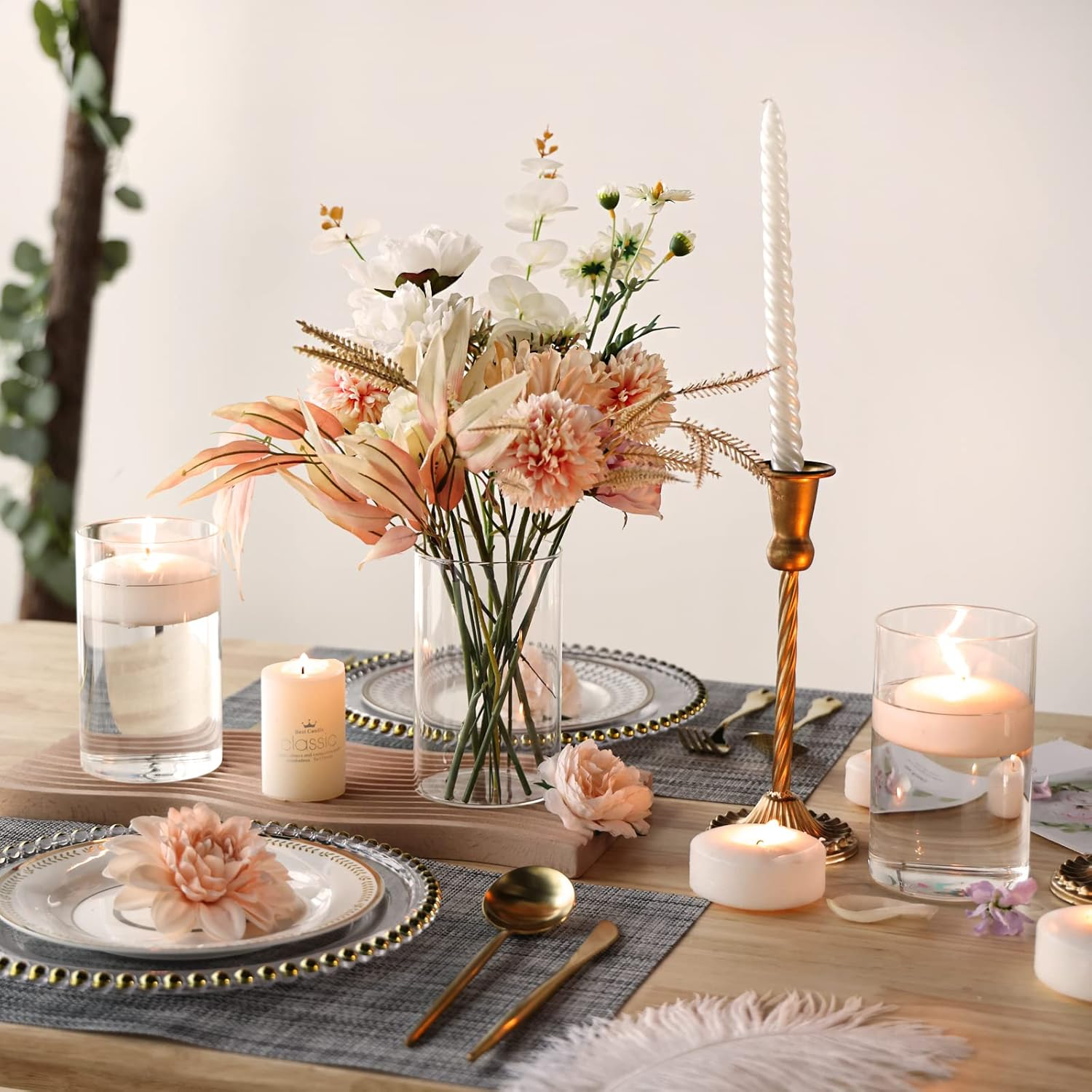 CUCUMI 12Pcs Glass Cylinder Vases for Centerpieces, Flower Vases Wedding Decorations, 6 Inch Tall Glass Hurricane Candle Holder for Table Shelf, Floral Vase Bulk for Home Decor image number 5