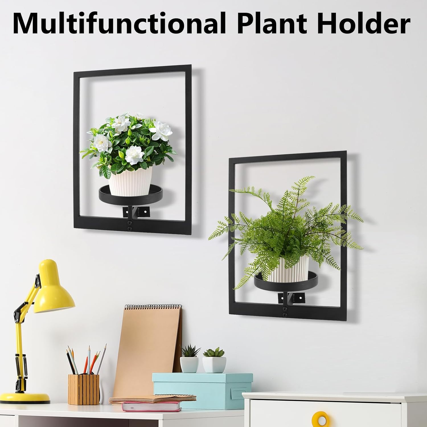 Gugxiom 2 Pack Picture Frame Wall Plant Holder, Metal Plant Wall Frame, Window Shelf for Plants,Plant Frames for Wall, for Living Room Bedroom Bathroom Garden Patio image number 3