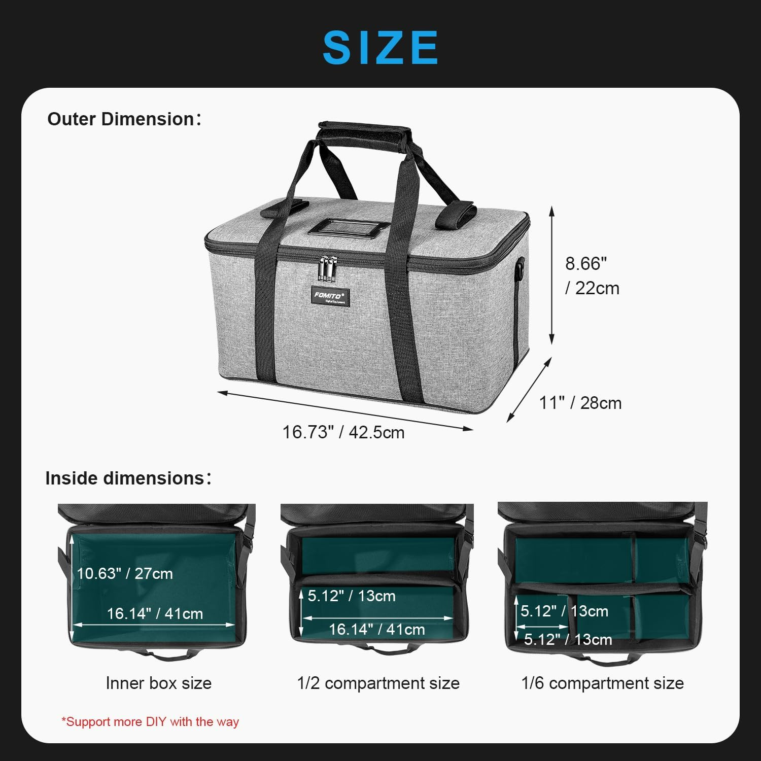 FOMITO AB-27 Foldable Camera Storage Bag 44X30X22Cm Shockproof Case for DSLR, Gimbal, Drone Heavy-Duty Handle