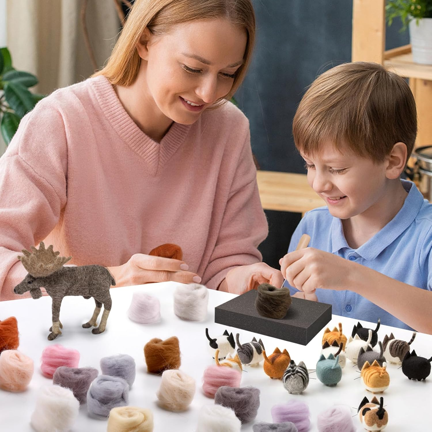 72Pcs 7.6 Oz Needle Felting Wool- 24 Dark Colors Nature Fibre Wool Yarn Roving Needle Felting Hand Spinnings for Wool Felting Yarn Supplies DIY Craft Materials, 3G/Pack image number 3