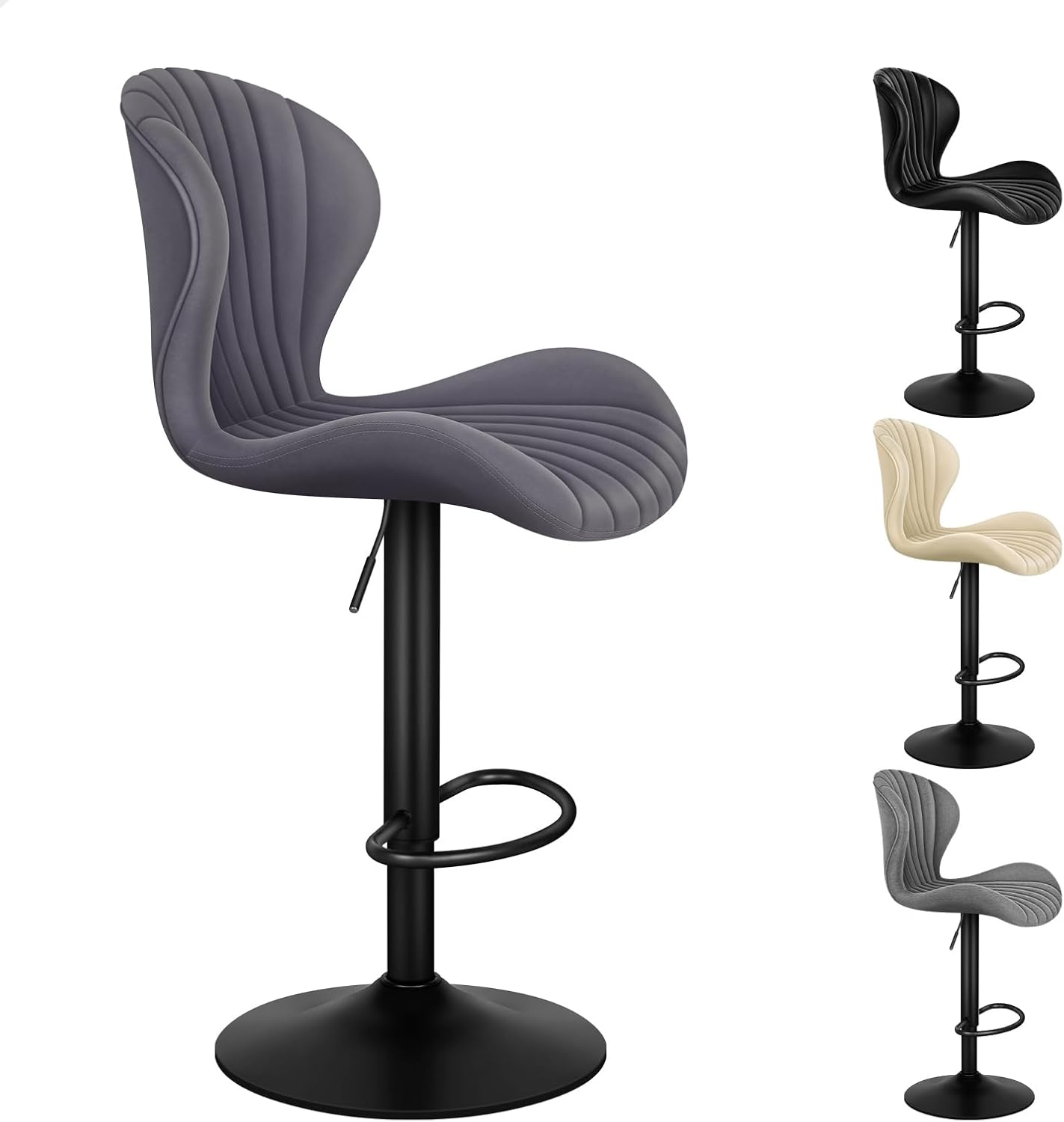 ALFORDSON 2X Bar Stool Gas Lift, Swivel Air Leather Bar Chairs, Counter Dining Chairs, Adjustable Kitchen Barstools in 64-85Cm Seat Height, Home Bar Dining Room Furniture, Stella Beige