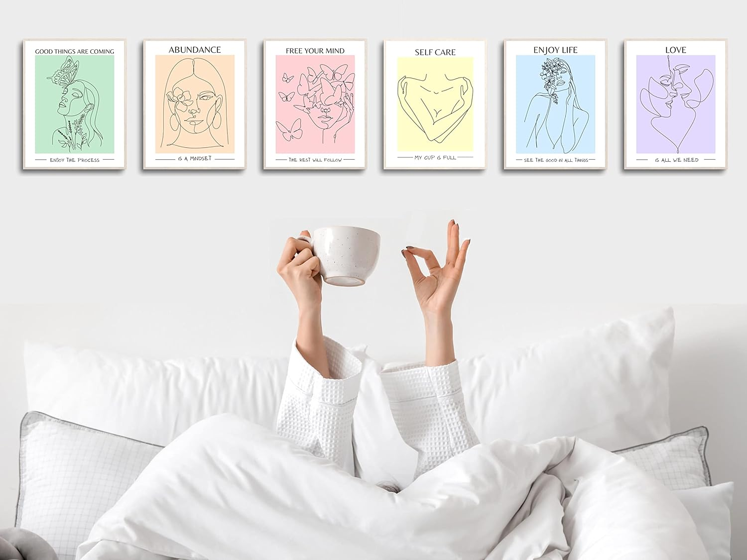 JUJU'S VIBES Pastel Danish Room Decor - Aesthetic Wall Art for Women, Teen - Wall Collage Pictures Prints, Cute Posters Clean Girl for Bedroom, College Dorm Apartment - 8X10 Set of 6 UNFRAMED. image number 5