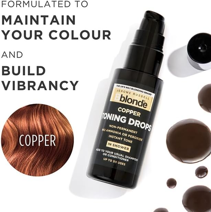 Jerome Russell Bblonde Copper Toning Drops - Non-Permanent Hair Toner, Refresh & Maintain Copper Hair Dye, Add in Shower with Shampoo or Conditioner, 50 Uses image number 3