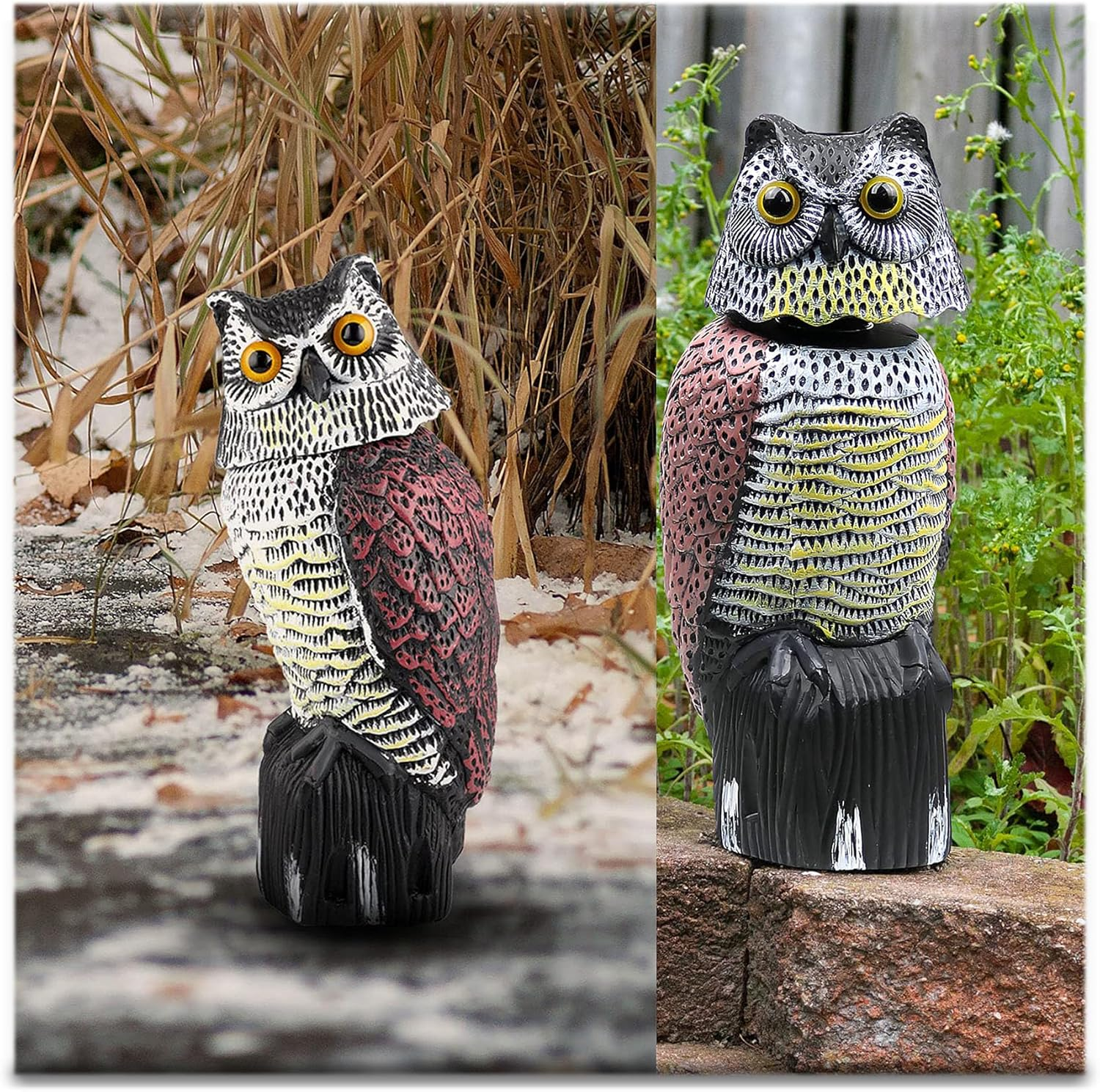 Owl Decoy to Scare Birds Away Bird Deterrents for Outside, Owl Decoy, Scarecrow Fake Owl with Rotating Head, Woodpecker Deterrent, Plastic Owl Statue for Outdoor Garden Yard (1 Pack) image number 3